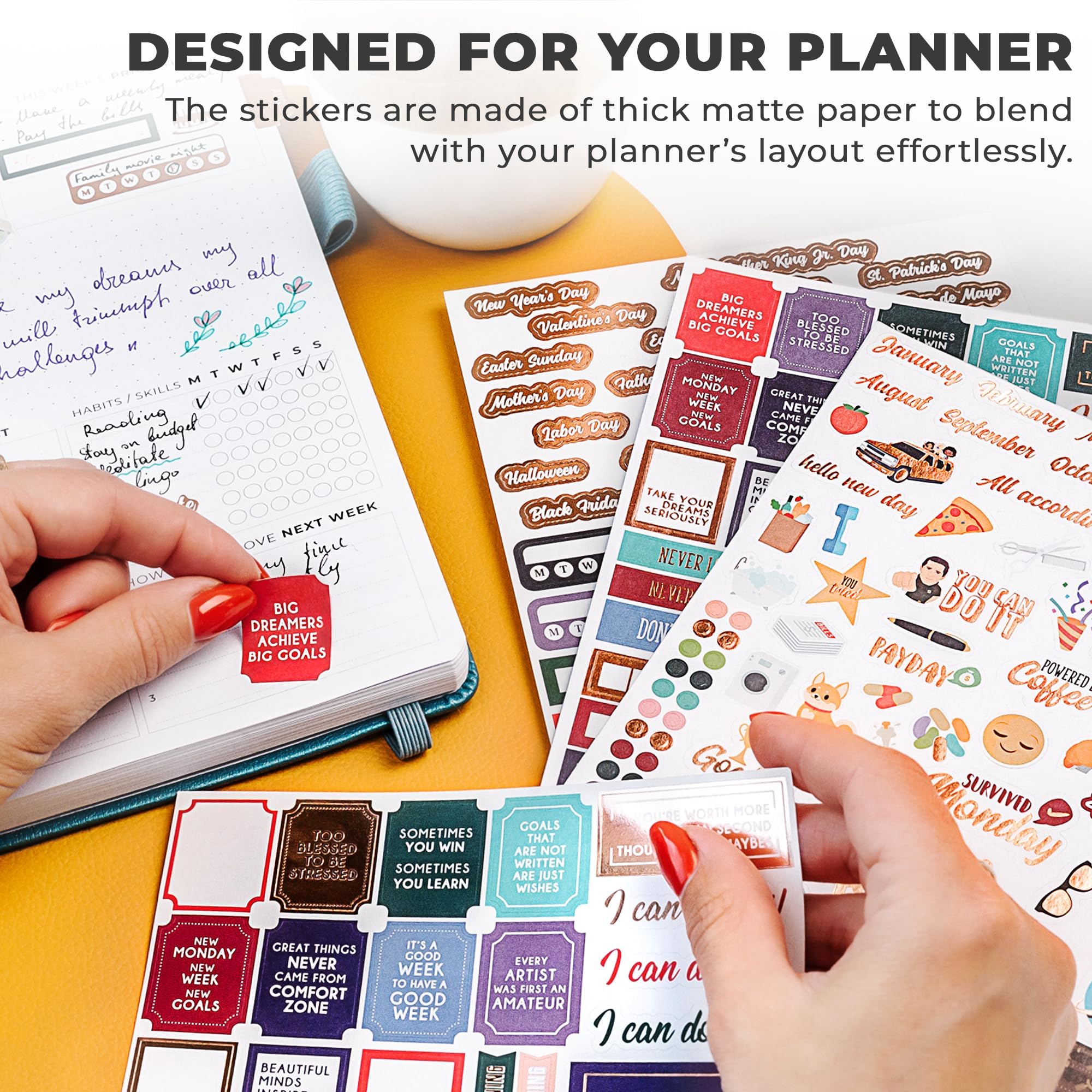 Clever Fox Planner Stickers - 1360+ Unique Stickers for Monthly, Weekly & Daily Planning | 14 Sheets Value Pack | Perfect for Bullet Journals, Planners & DIY Organization