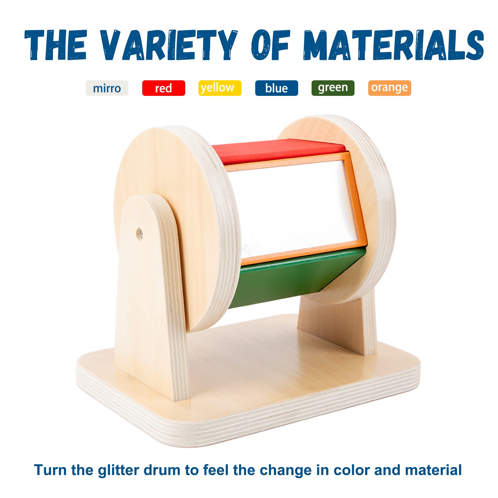 **Adena Montessori Spinning Drum Baby Toys - Wooden Rainbow Spinner for Babies 6-12 Months, Sensory Toddler Toy with Multiple Textures - Perfect Christmas Gift for Boys & Girls - Great for Early Learning & Playtime Fun**