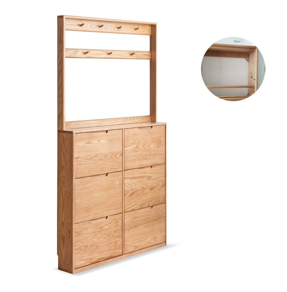 Solid Wood Shoe Cabinet - Thin Oak & Poplar Entryway Storage Organizer for Home, Porch, and Doorway | Perfect for Small Spaces & Clutter-Free Entry
