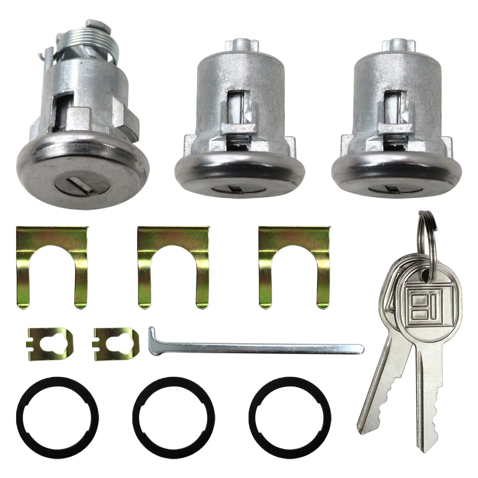 Car Door Trunk Key Lock Cylinder Set with 2 Keys - Replacement for Chevelle Malibu Monte Carlo Camaro (Part# 654394765282) | Auto Repair & Restoration Accessories