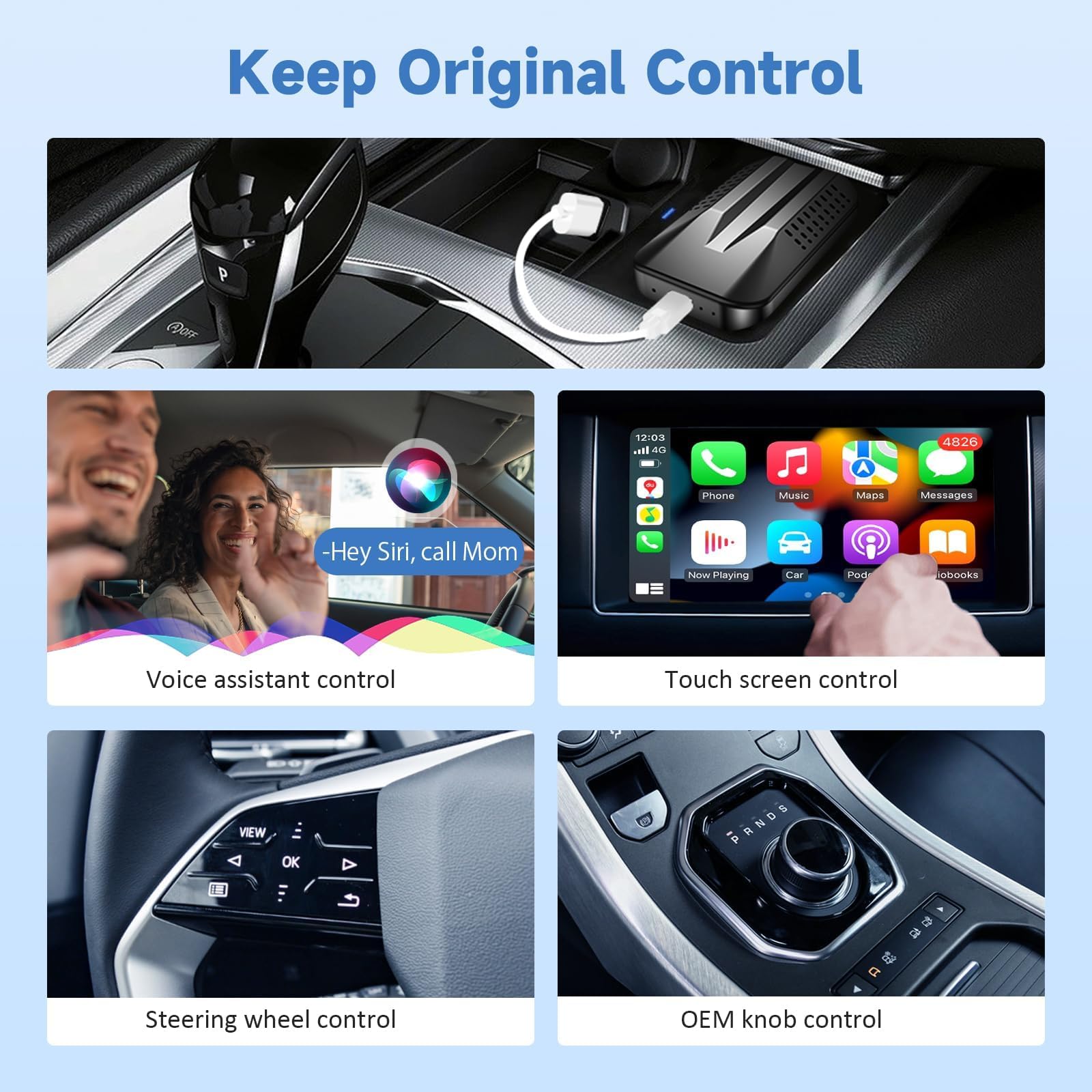 Wireless CarPlay Adapter for iPhone & Android - 5GHz WiFi, TF Card Support, Netflix/YouTube/TikTok Streaming - Seamless Android Auto & Factory Wired CarPlay Upgrade - Perfect for Road Trips, Commuting & In-Car Entertainment