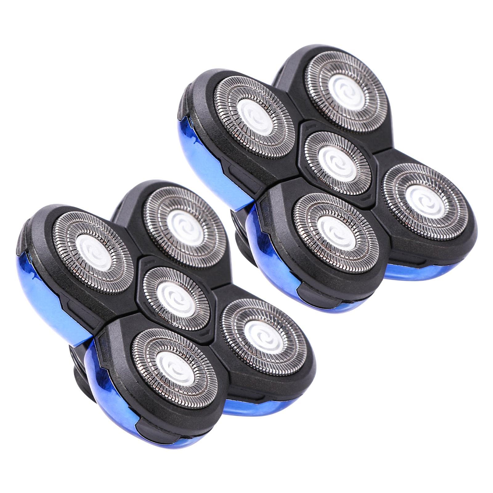 5 Replacement Heads for Electric Beard Trimmer - Compatible with Most Men's Shavers, Durable Stainless Steel Blades (2-Pack, Blue) - Perfect for Home Grooming & Travel Shaving