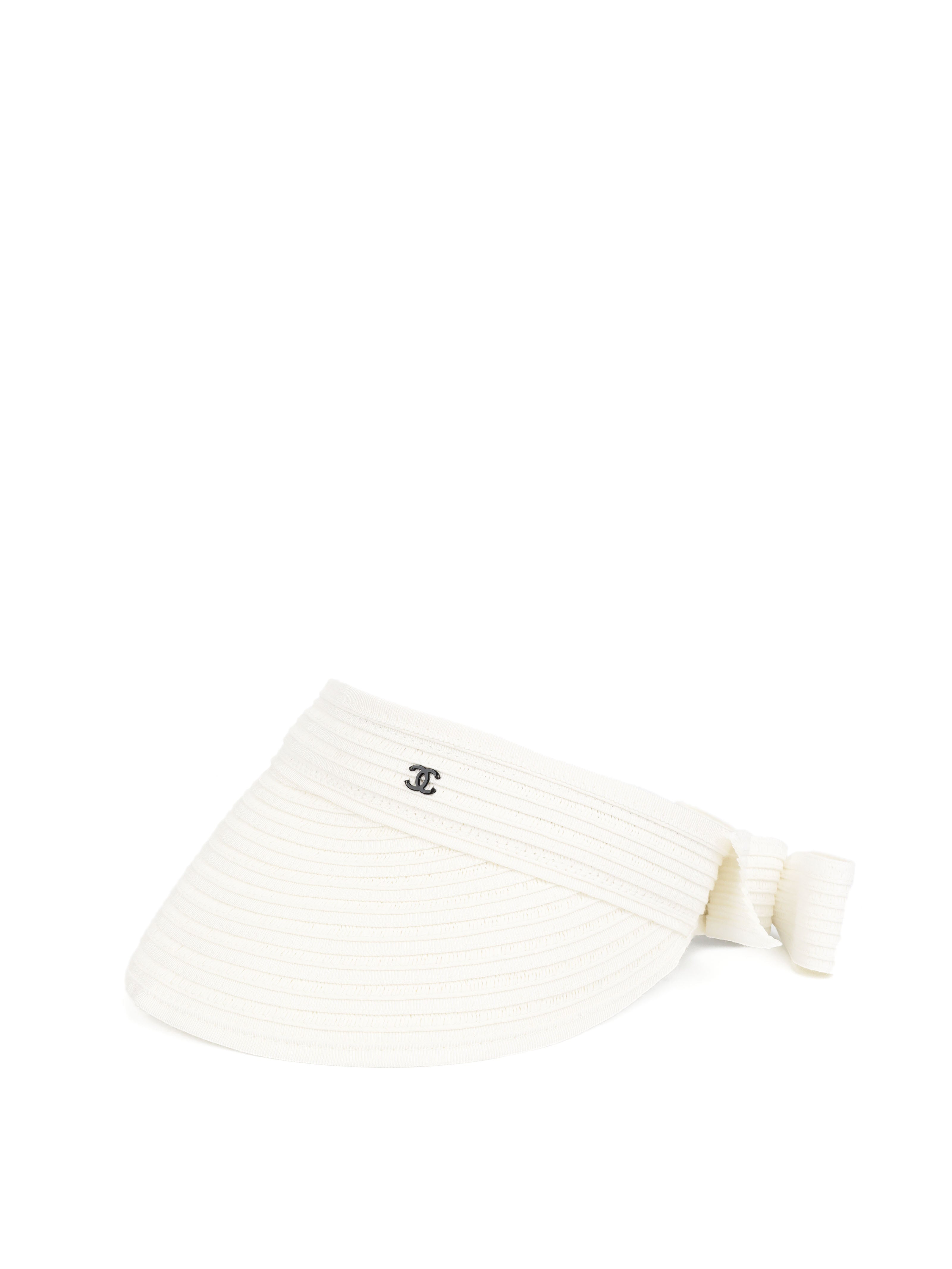 Chanel White Sun Visor Hat for Women - UV Protection Summer Beach Hat with Adjustable Strap | Perfect for Outdoor Activities, Beach Vacations & Fashion Accessories