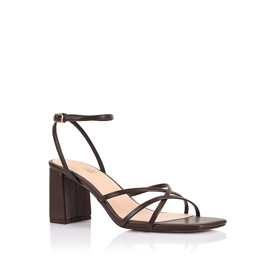 Nakita Women's Block Heel Sandals - Comfortable Chunky Heel Open Toe Shoes in Chocolate Brown | Perfect for Summer, Weddings & Office Wear