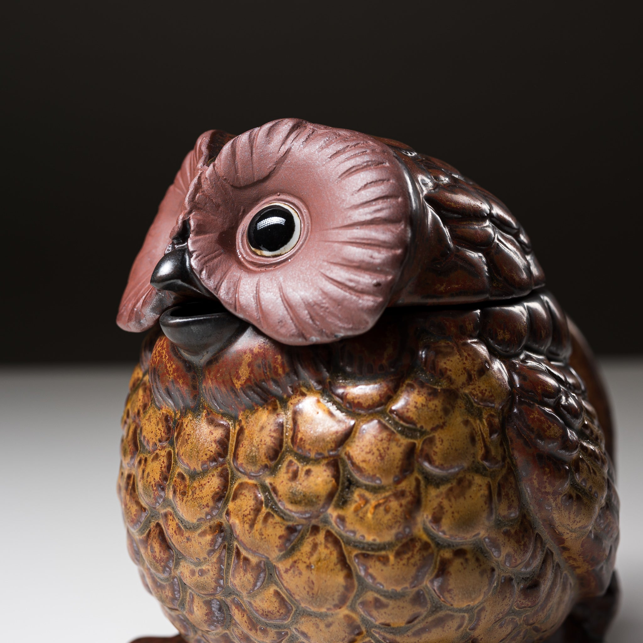 Seto Ware KASHIWA Animal Teapot - Handcrafted Japanese Owl Teapot, Ceramic Tea Pot with Infuser, Perfect for Home Decor & Tea Ceremonies