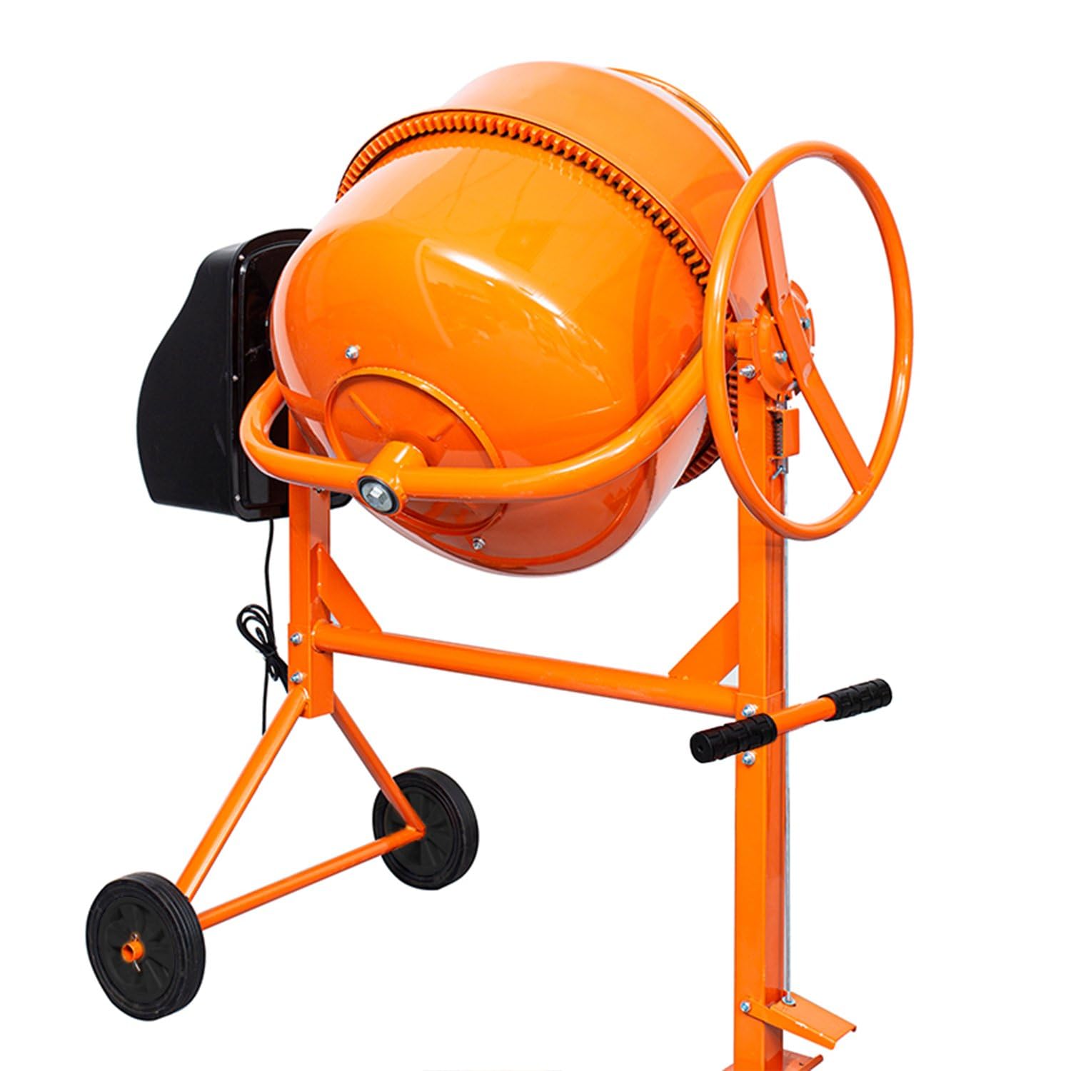 4.2 Cu Ft Electric Cement Mixer | 1/2 HP Portable Concrete Mixer Machine | 120L Wheelbarrow Mixing Tools for Stucco Mortar (Steel-2) | Ideal for DIY Projects, Construction Sites & Home Renovations