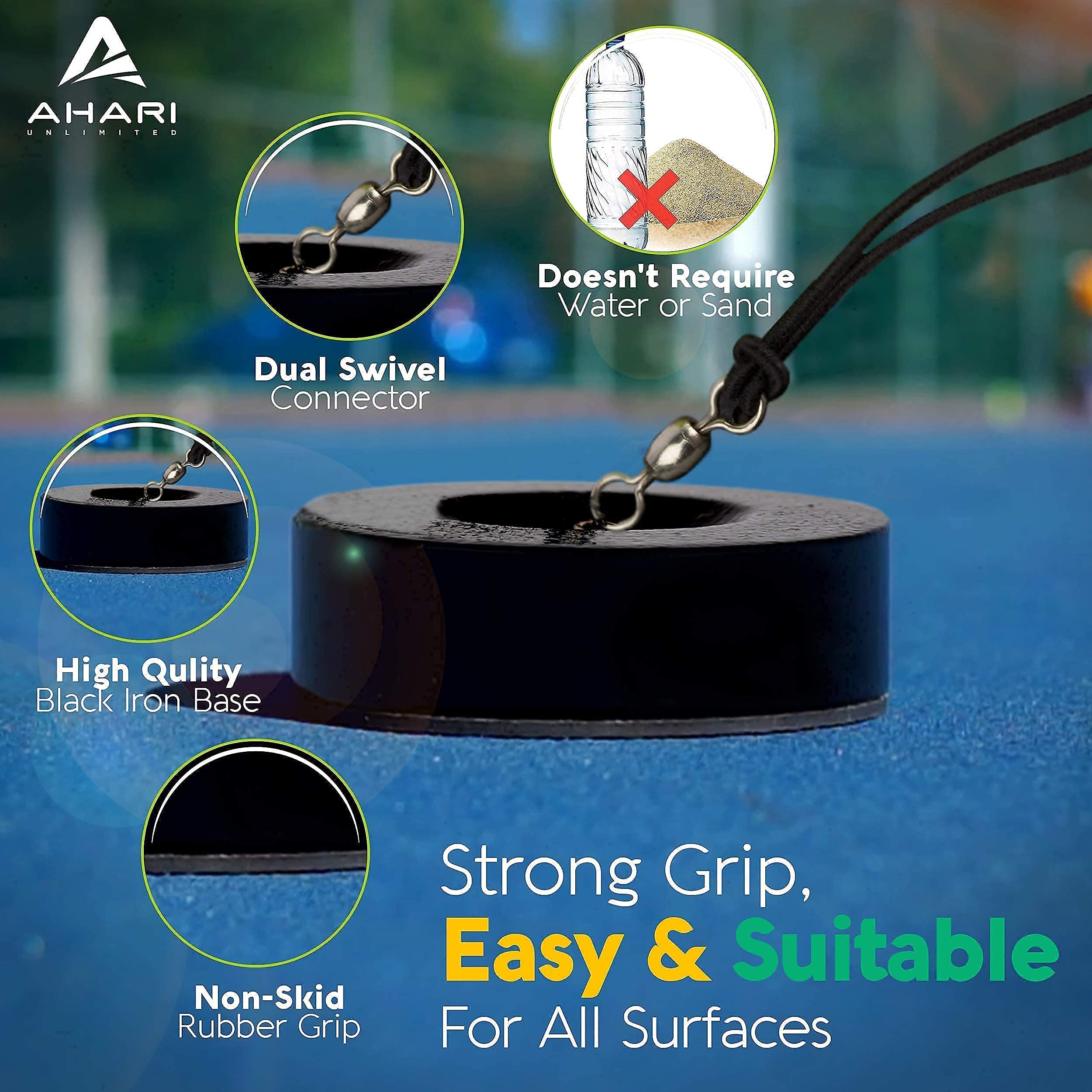 Premium Tennis Trainer Set - Pro Tennis Rebounder with Metal Base, 3 Replacement Balls & Wristband | Portable Solo Practice Equipment for Backyard, Court & Driveway Training | Durable Carrying Cylinder Included