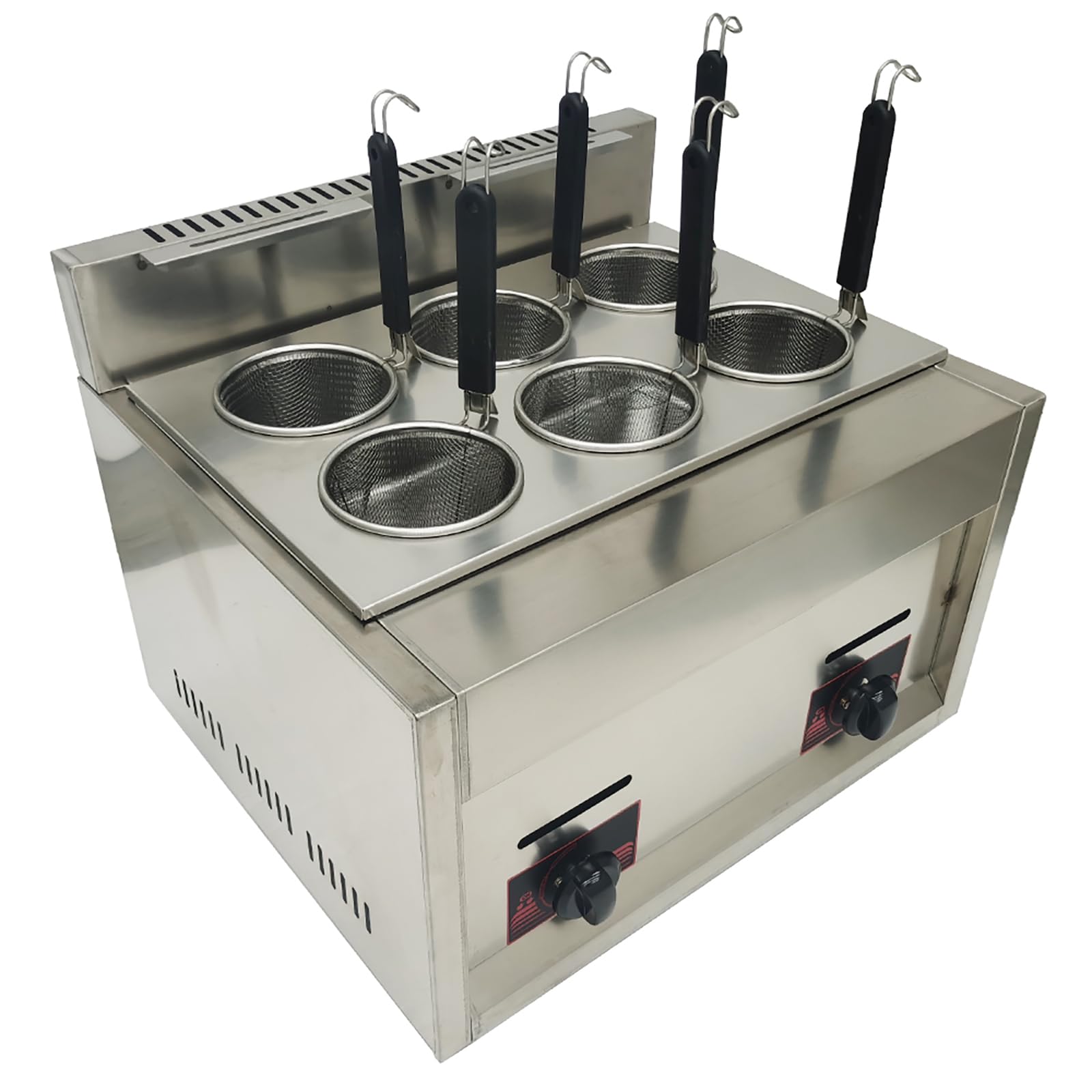 Commercial 6-Basket Pasta Cooker Machine - 12L (3.17Gal) Capacity, 2800Pa LP Gas Noodle Cooker for Restaurants & Catering - Perfect for Spaghetti, Ramen & Bulk Pasta Cooking