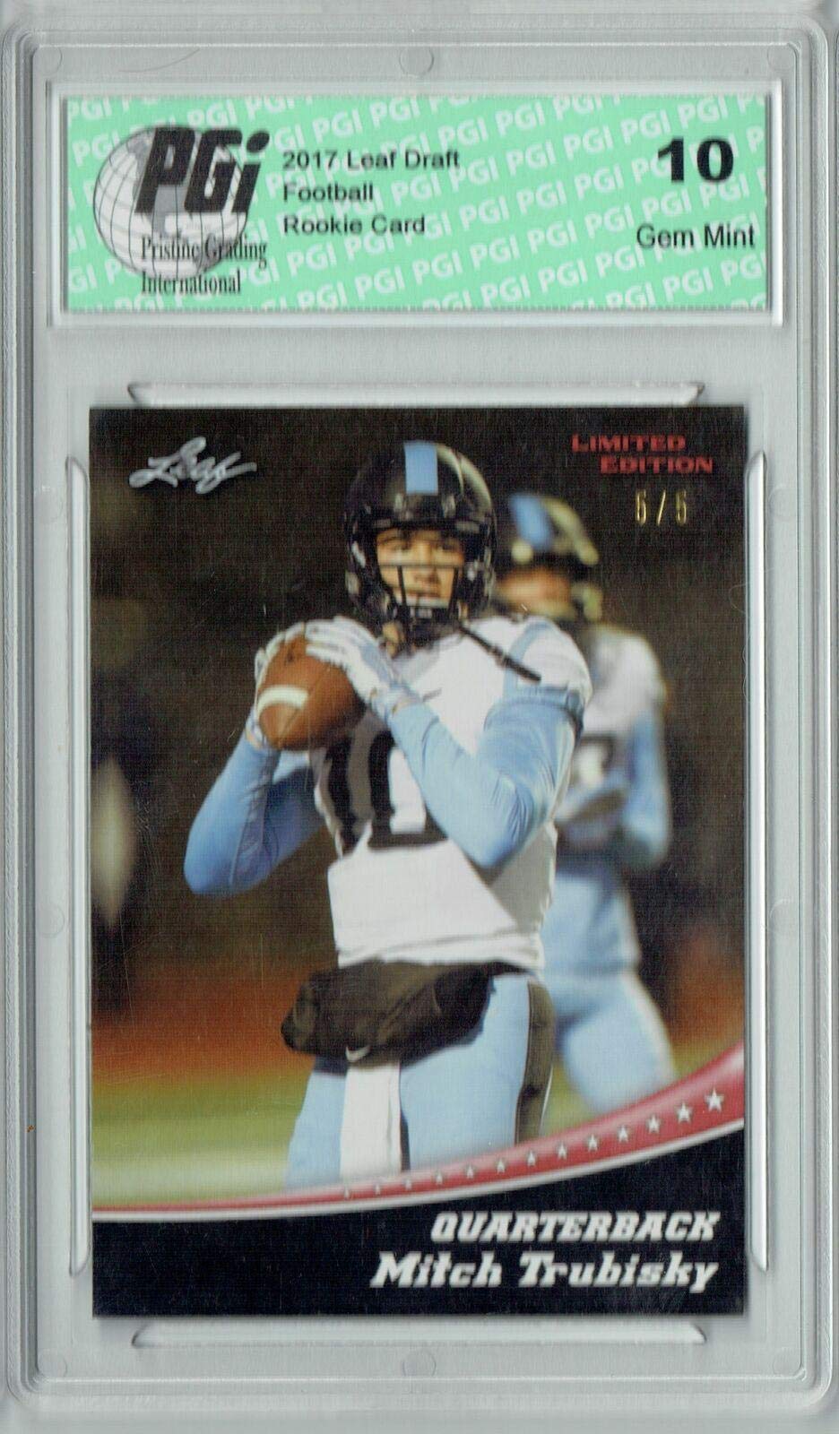 2017 Mitchell Trubisky Leaf #11 Rookie Card PGI 10 - Limited Edition Football Trading Card (Only 5 Made) - Perfect for NFL Collectors and Sports Memorabilia Enthusiasts