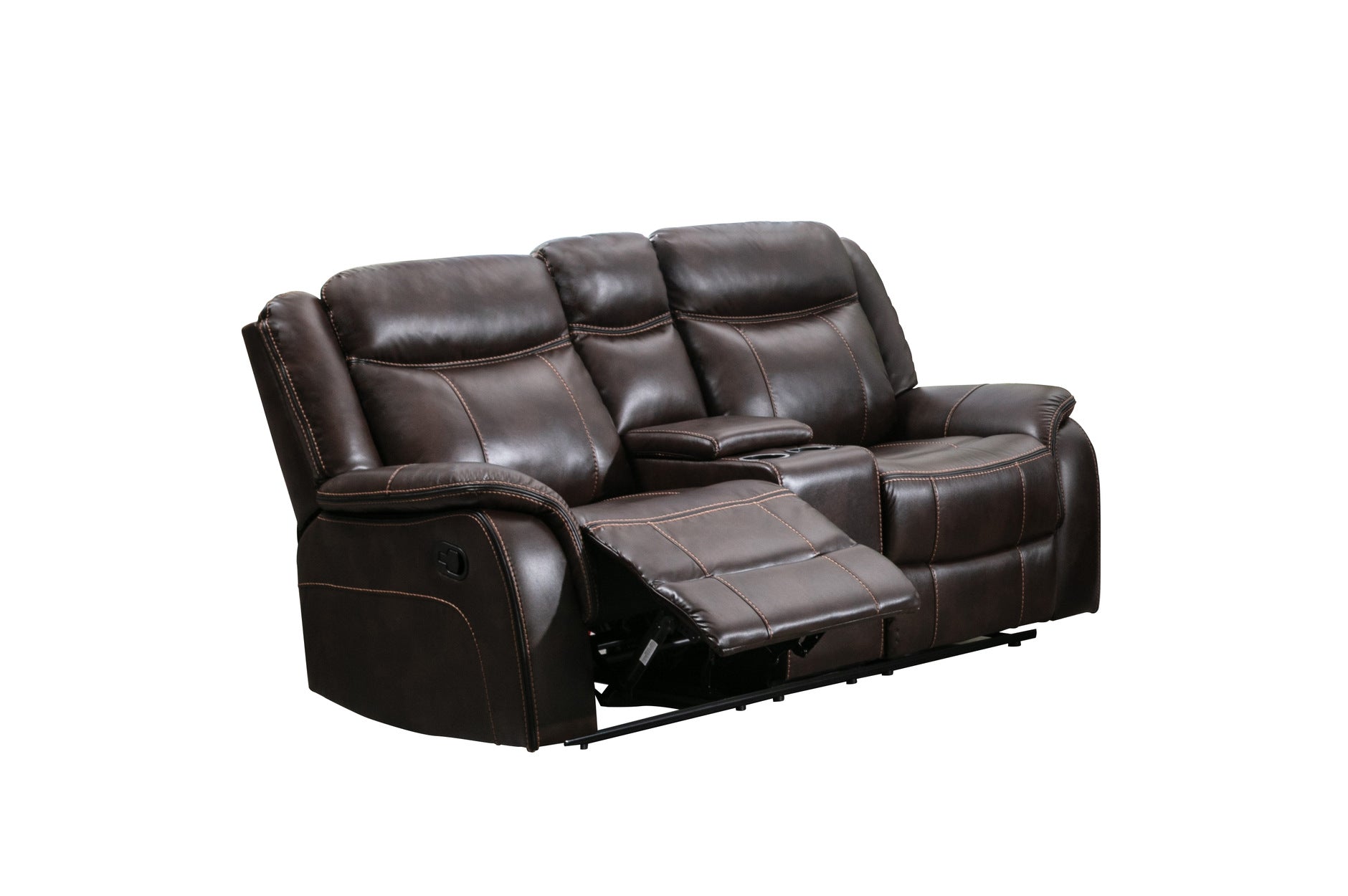 Brown Paxton Reclining Living Room Set - 3-Piece Comfortable Leather Sofa & Loveseat with Cup Holders | Perfect for Family Movie Nights & Entertaining Guests