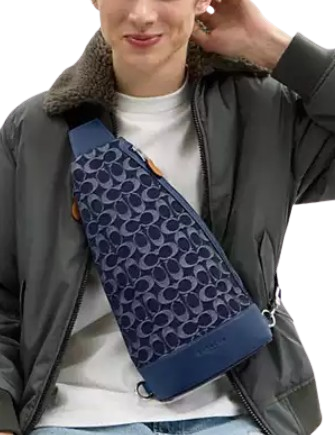 Coach Dominic Sling Pack Crossbody Bag in Signature Denim - Stylish & Functional for Work, Travel & Everyday Use