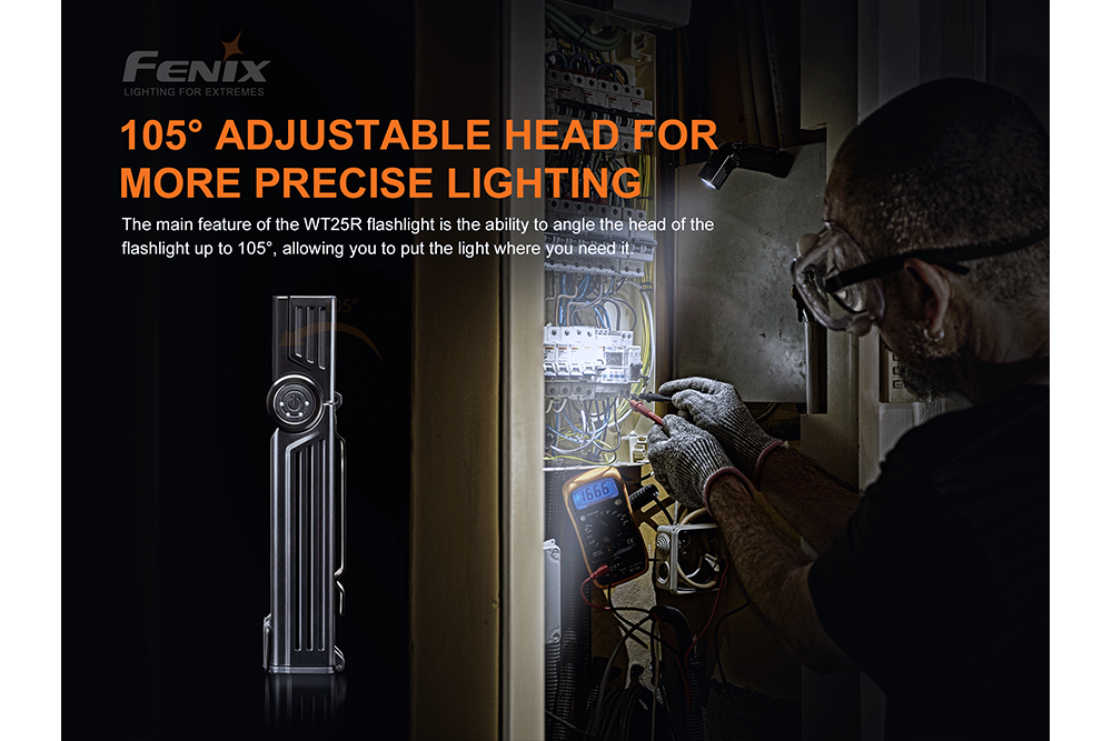 Fenix WT25R Rechargeable LED Flashlight - 1000 Lumens High Brightness, Adjustable Head for Camping, Hiking & Emergency Use