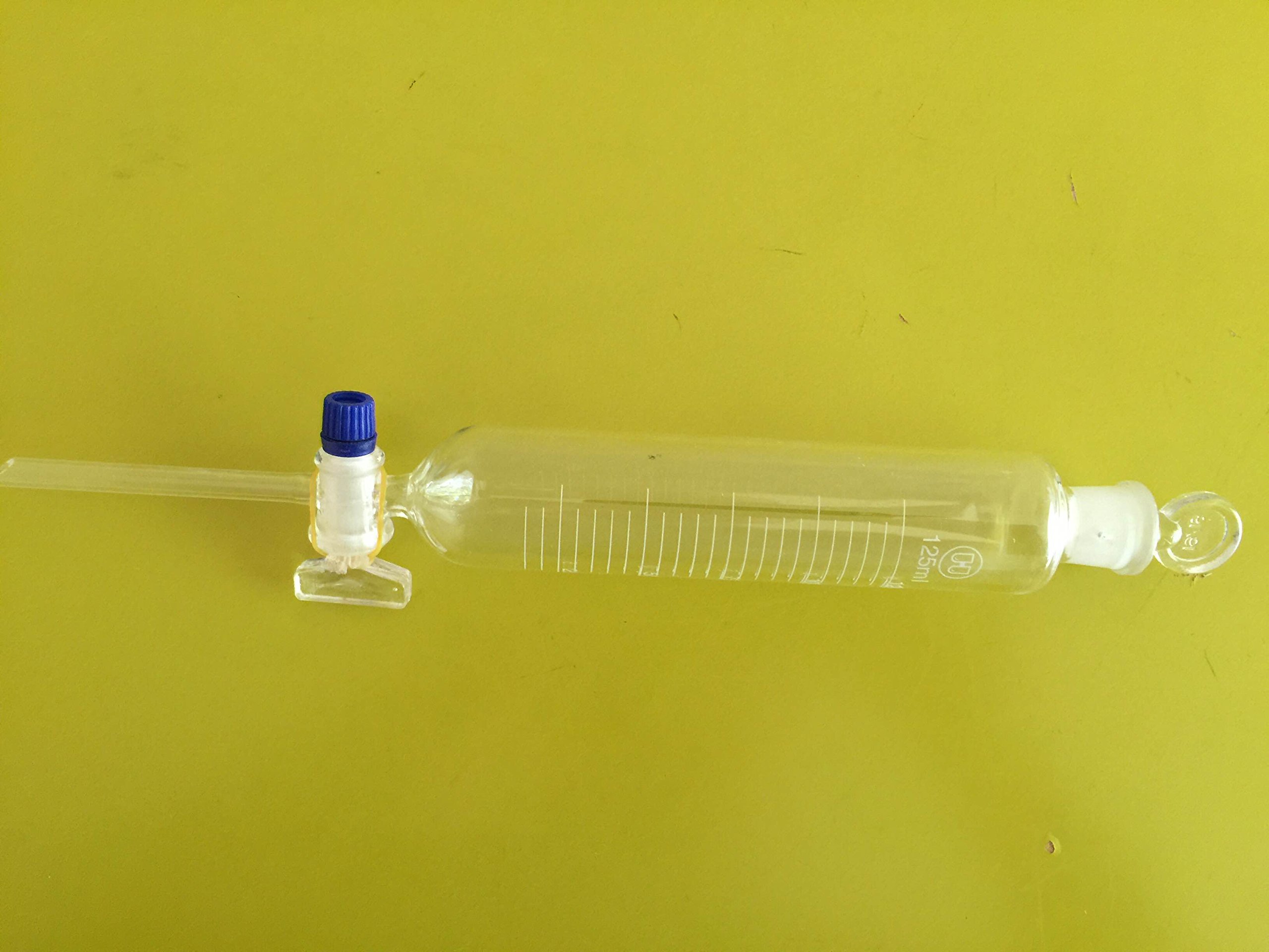 BeyondSupply 125ml Lab Glass Cylindrical Separatory Funnel with Graduated Scale - Perfect for Chemical Extraction, Essential Oil Separation & Laboratory Experiments