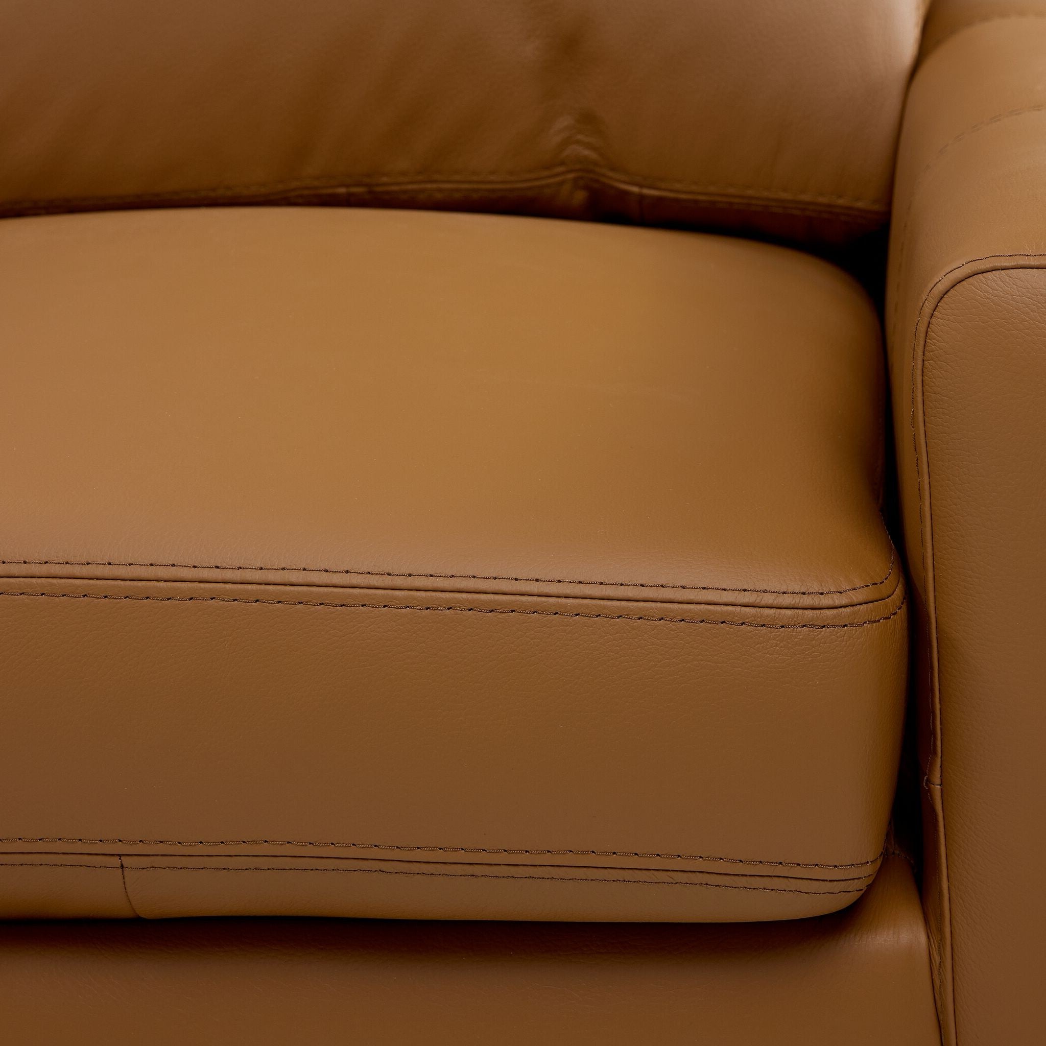 Luxury Chito Leather 2-Piece Sectional Sofa with Left Facing Chaise Lounge - Saddle Brown - Modern Living Room Furniture for Home Theater & Family Gatherings