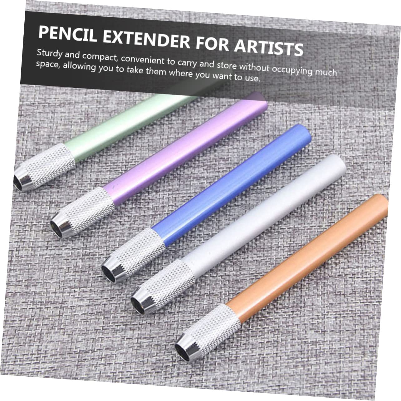 NUOBESTY 2 Pack Metal Pencil Extenders - Heavy Duty Sketching Tool to Reuse Short Pencils (6 Pieces) - Perfect for Artists, Drafting & Classroom Use