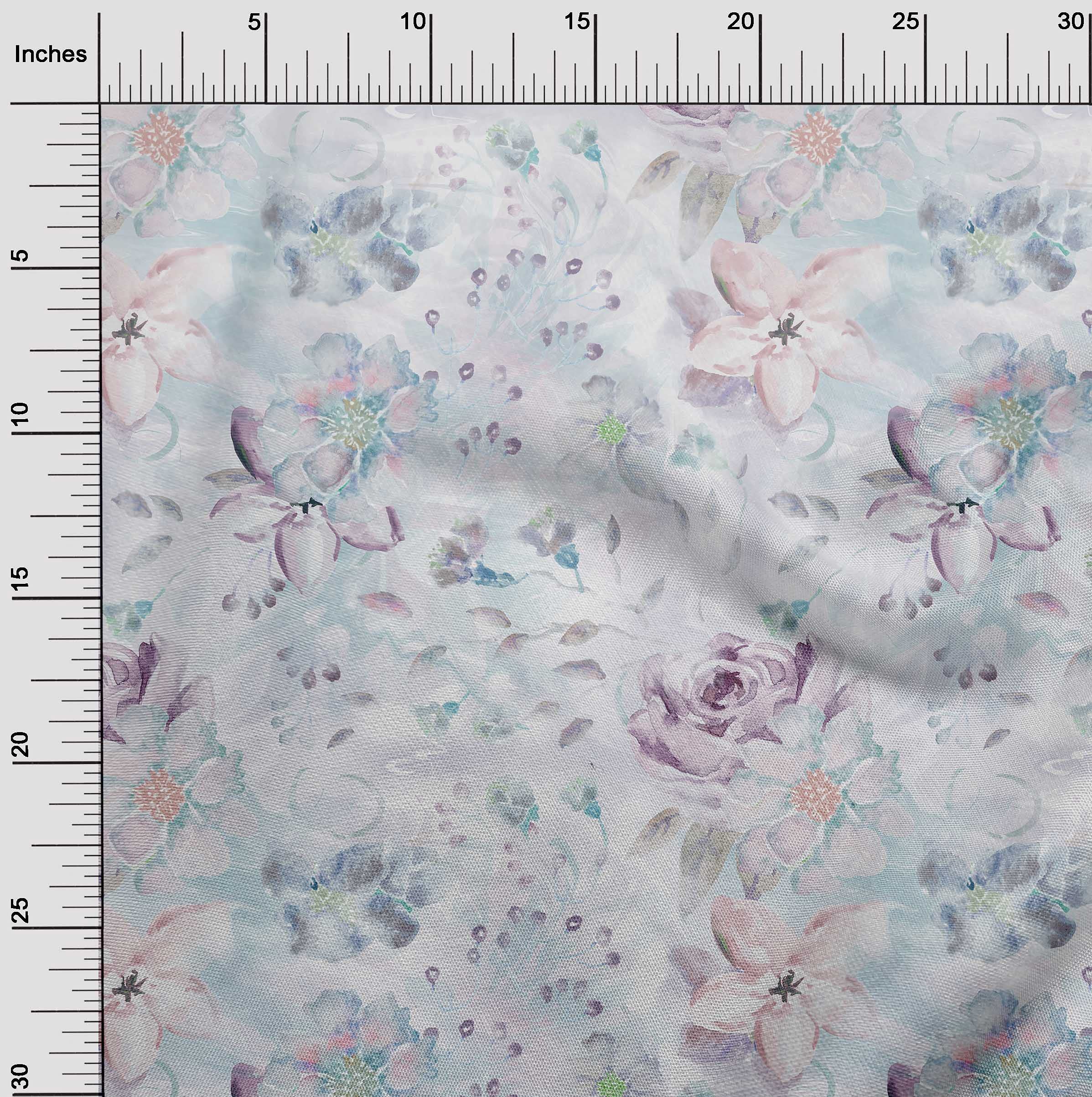 oneOone Cotton Poplin Twill Blush Pink Floral Print Fabric by The Yard - 56 Inch Wide Dress Material for DIY Clothing, Home Decor & Craft Projects