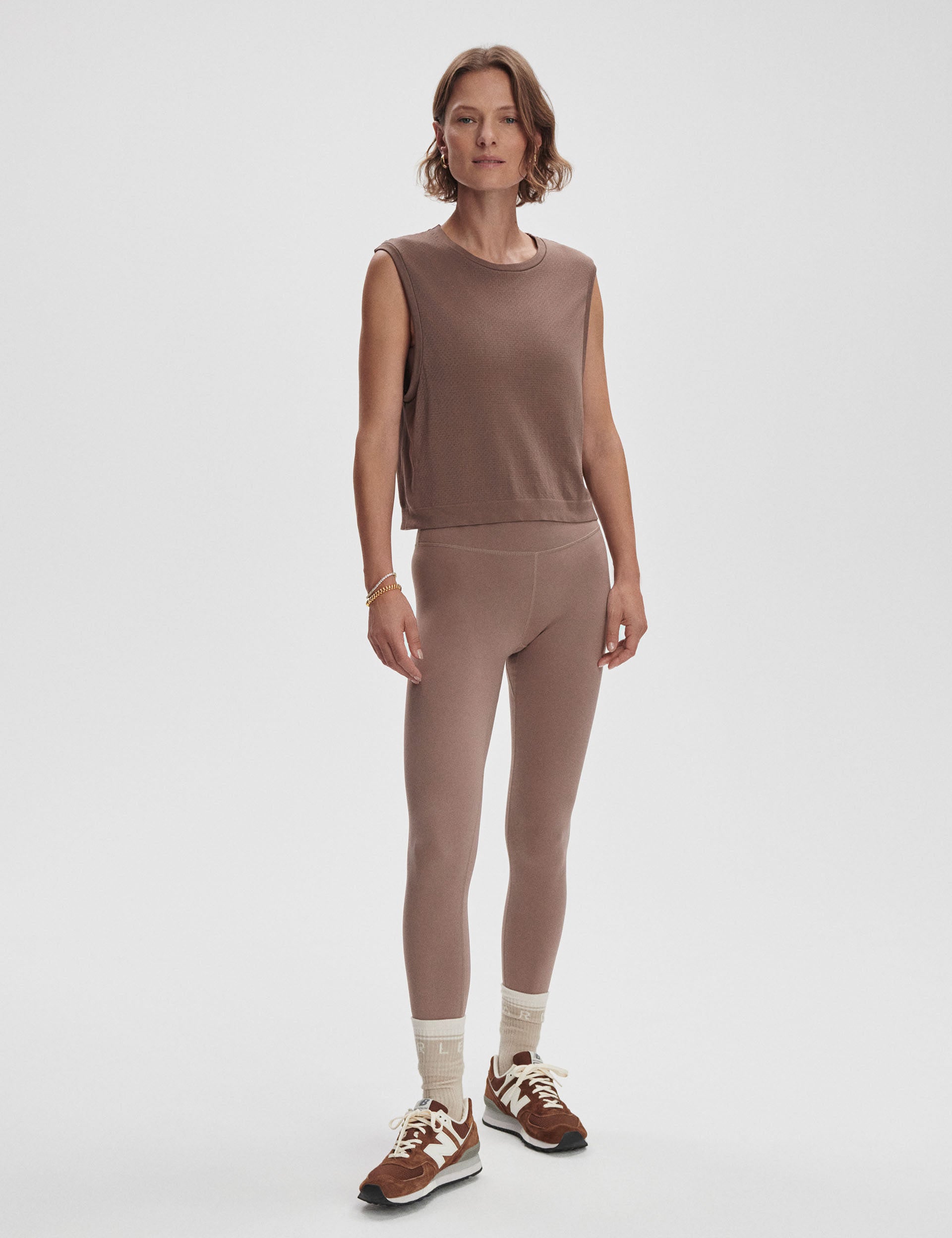 Page Seamless Crop Tank Top - Deep Taupe | Women's Fashion Stretch Yoga Shirt for Workout, Gym & Casual Wear