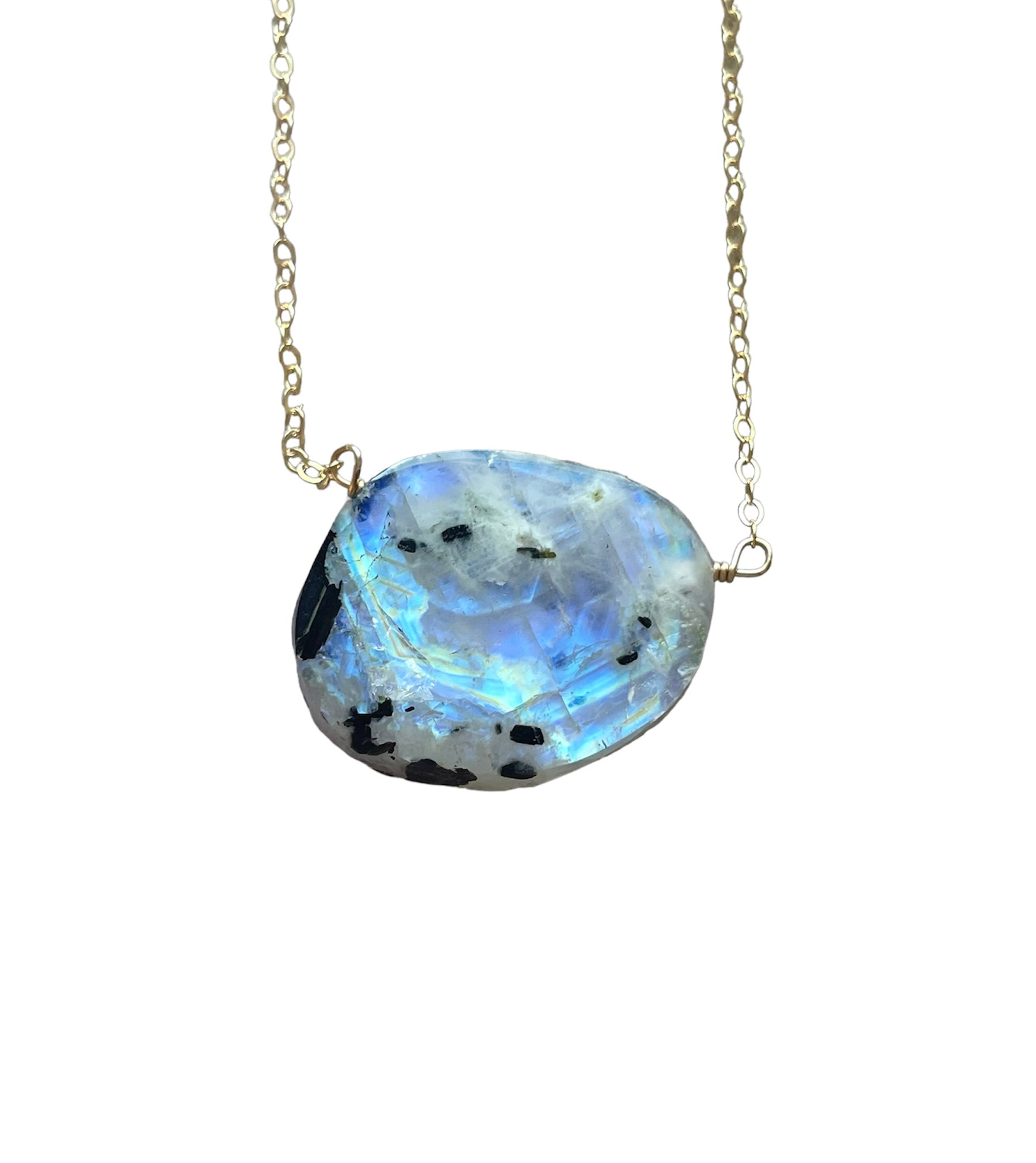 14K Gold Filled Rainbow Moonstone Statement Necklace for Women - Elegant Boho Jewelry for Parties, Weddings & Everyday Wear