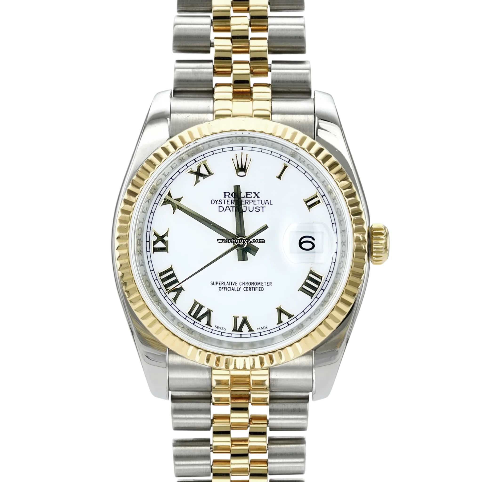 Rolex Datejust 116233 Men's Watch - 36mm Stainless Steel & Gold, White Roman Dial, Jubilee Bracelet - Perfect for Business, Formal Events & Luxury Gift Giving