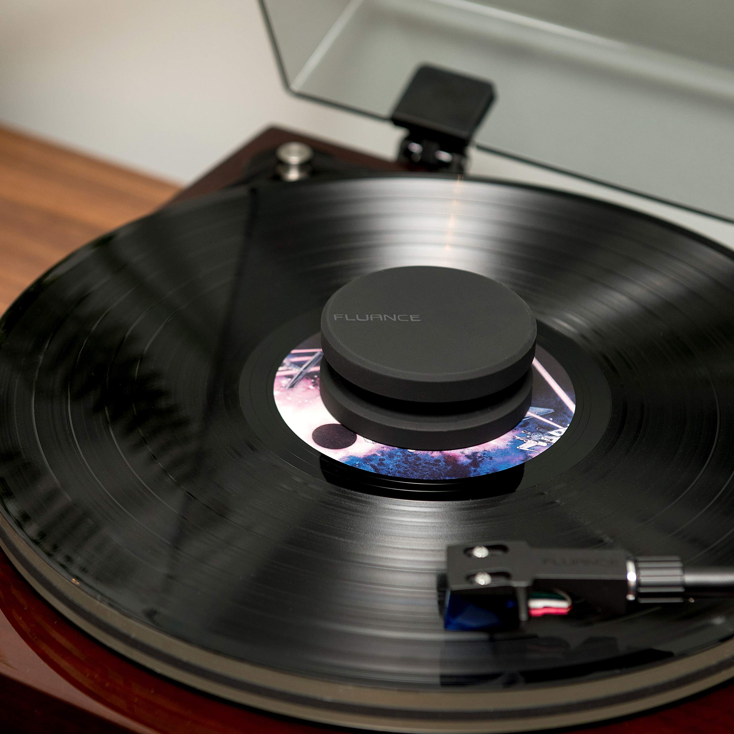 Fluance High Density Frosted Acrylic Turntable Platter for RT82/RT83/RT84/RT85 Reference Turntables - Includes 760g Steel LP Disc Stabilizer & Vinyl Record Weight - Perfect for Audiophiles & Vinyl Enthusiasts to Reduce Vibrations & Improve Sound Quality