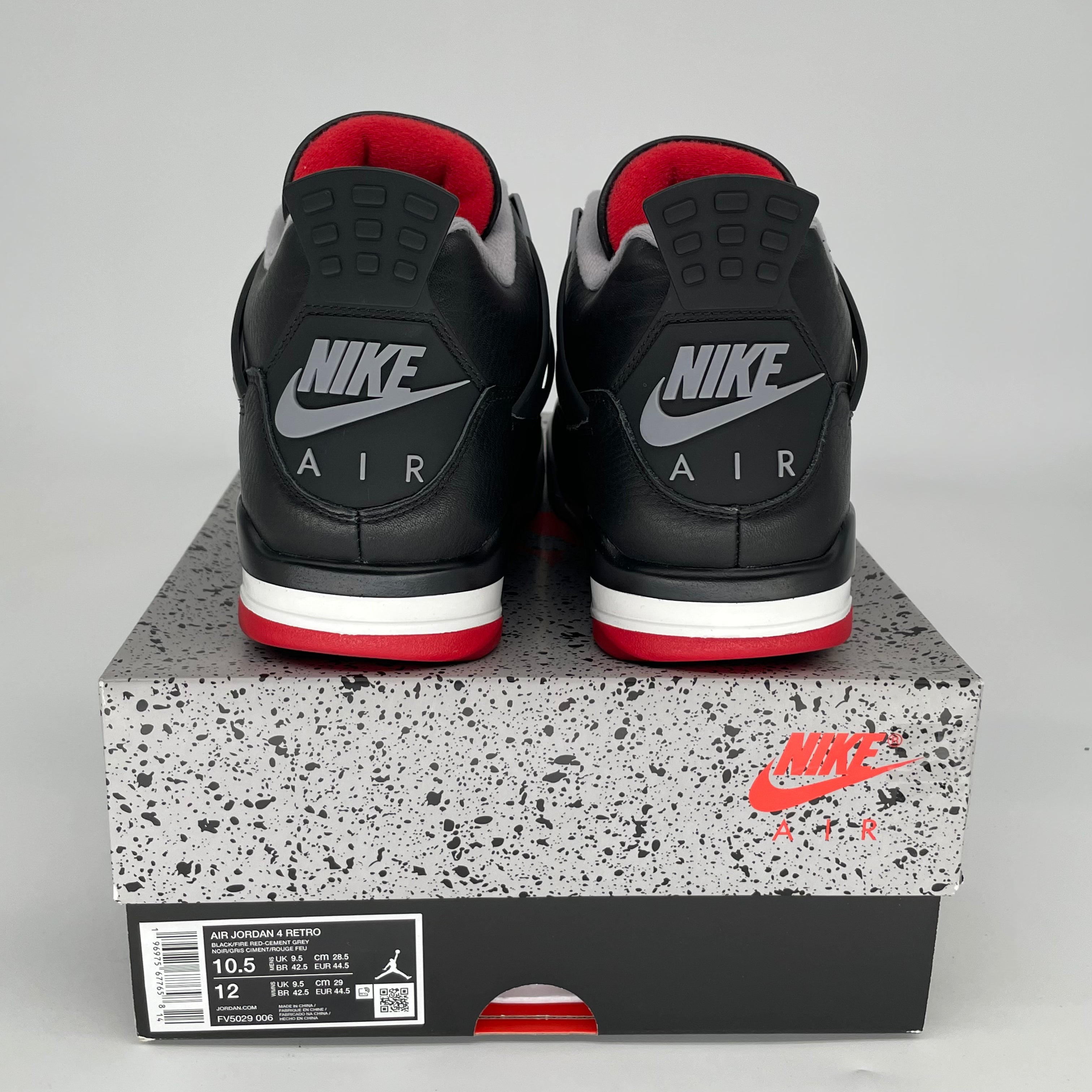 Original Air Jordan 4 Bred Reimagined Men's Size 10.5 Basketball Shoes FV5029-006 - Perfect for Streetwear & Sneaker Collectors