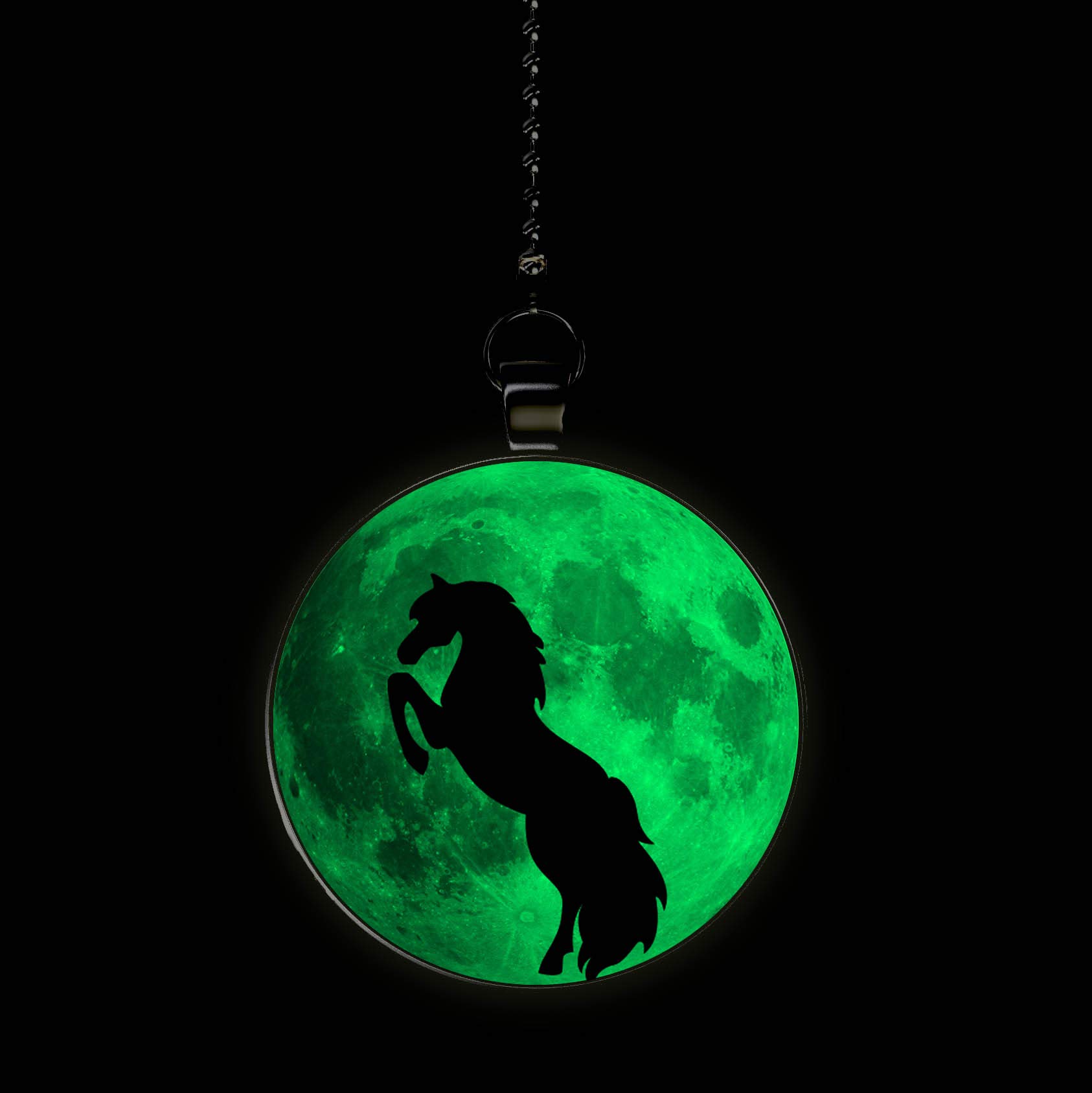 Glow in the Dark Horse Moon Fan Pull Chain - Night Light Ceiling Fan Switch Accessory for Bedroom, Nursery & Home Decor