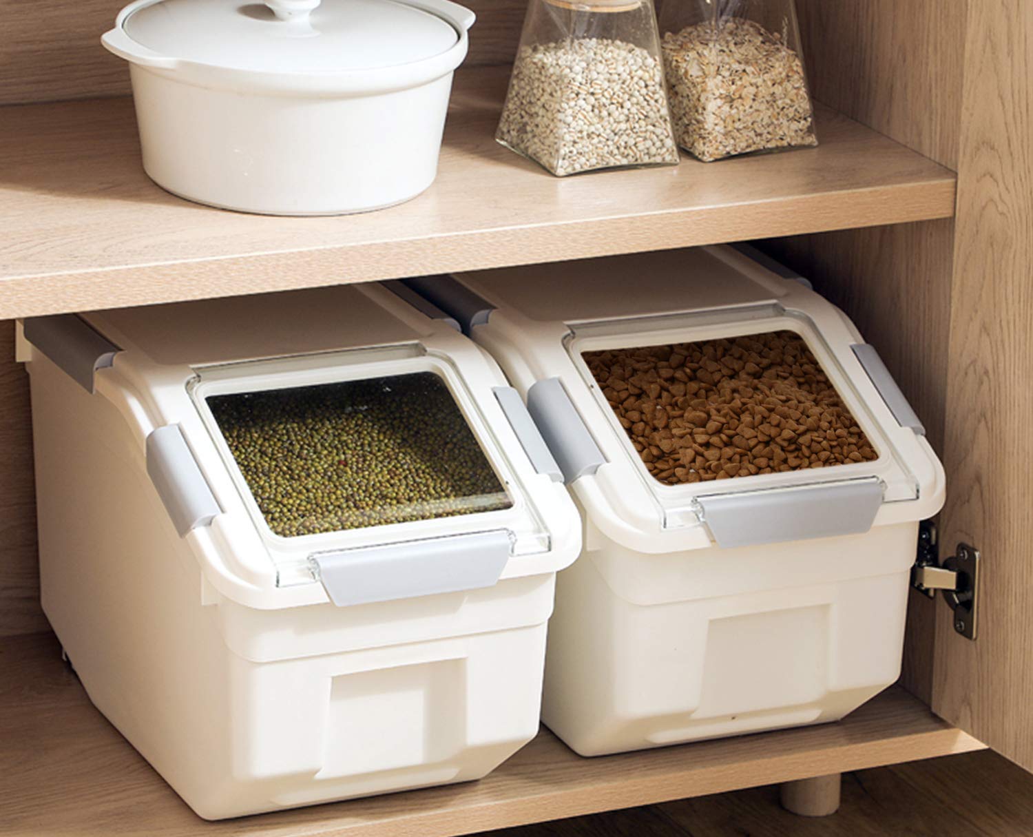 LISM 2 Pack 25LB Airtight Dog Food Storage Container with Scoop - Large Pet Food Bin for Dry Dog & Cat Food, Treats, Rice - Also Perfect for Baking Supplies, Flour, Cereal & Kitchen Pantry Storage - Ideal for Pet Owners & Home Organization