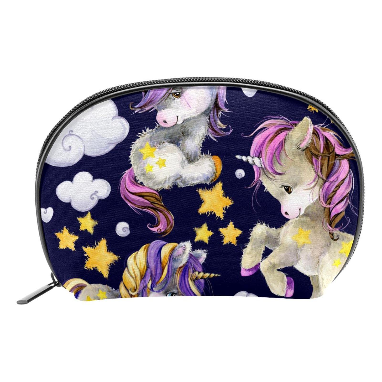Cute Unicorn Cosmetic Bag for Women - Reusable Waterproof Makeup Pouch with Stars & Clouds Design - Perfect for Travel, Gym, and Everyday Use