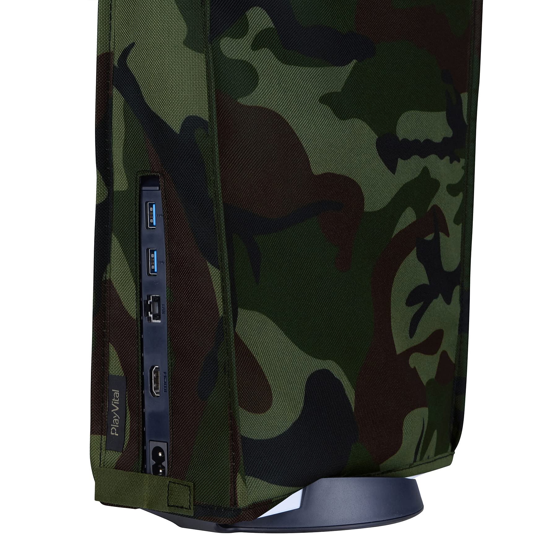 PlayVital Nylon Dust Cover for PS5 Console - Soft Anti-Scratch Waterproof Protective Sleeve for PS5 Digital & Disc Edition (Forest Camouflage) | Perfect for Gaming Setup Protection & Travel Storage