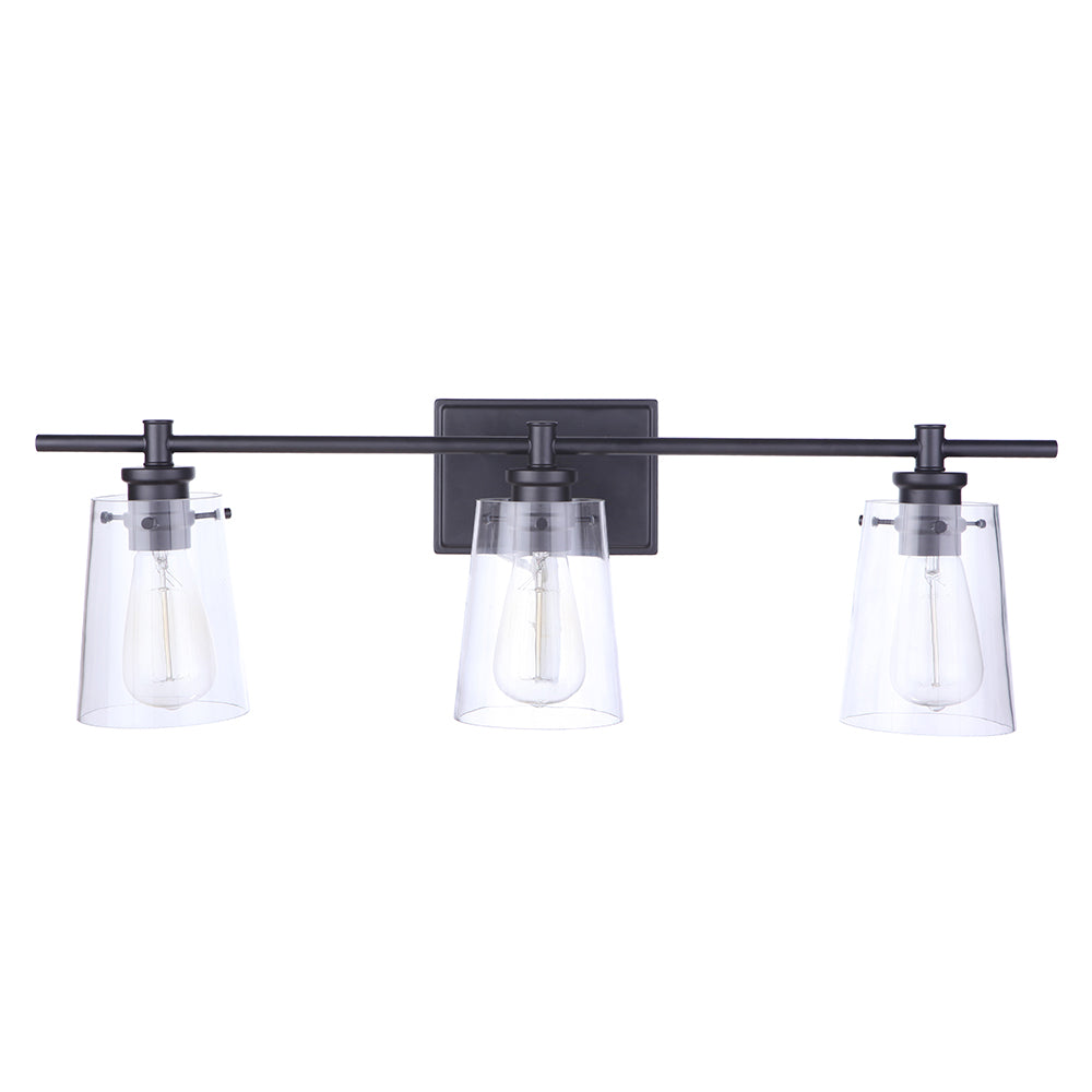 3-Light Black Vanity Mirror with LED Lights - Perfect for Makeup, Dressing Room & Bathroom Decor