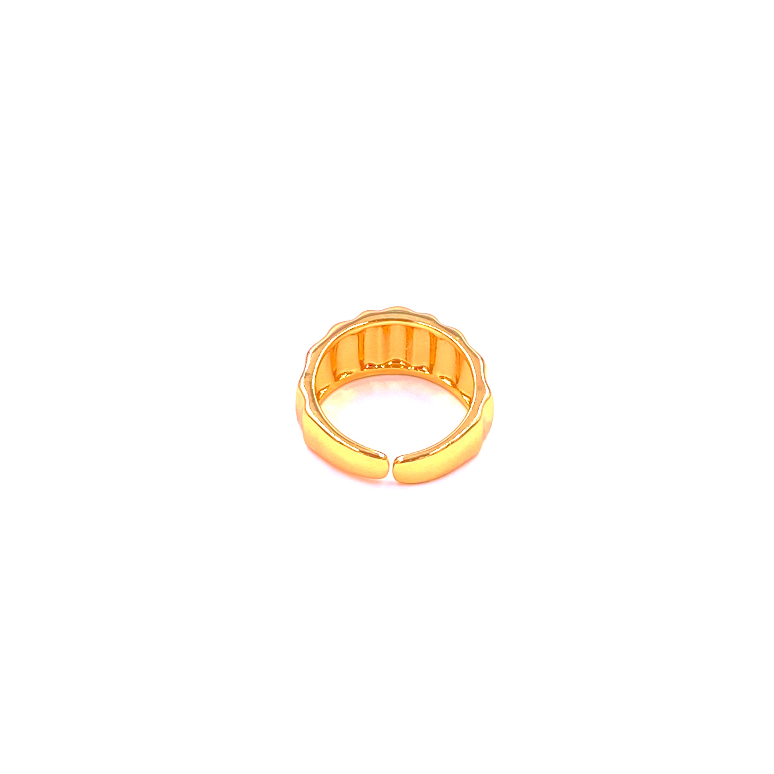 Ashley Gold Stainless Steel Gold Plated Dome Design Adjustable Ring for Women - Elegant Stackable Jewelry for Everyday Wear, Gift Giving & Special Occasions