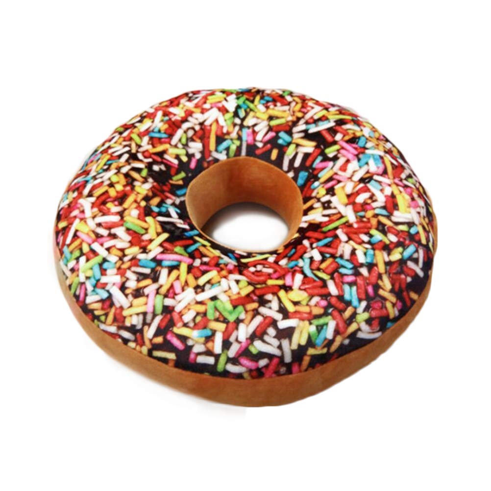 Bettli Chocolate Donut Shaped Throw Pillow - Photorealistic Print Plush Cushion for Sofa, Bed & Nursery Decor | Soft Decorative Pillow for Living Room, Kids Room & Dorm