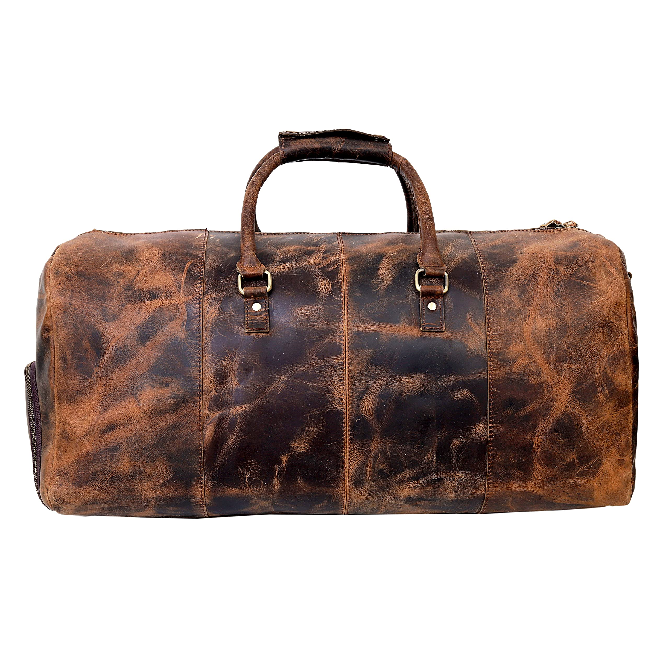 Premium Men's Leather Duffle Bag - Waterproof Travel Gym Duffel for Sports, Overnight & Weekend Trips - Carry On Luggage for Business, Workout & Cabin Getaways