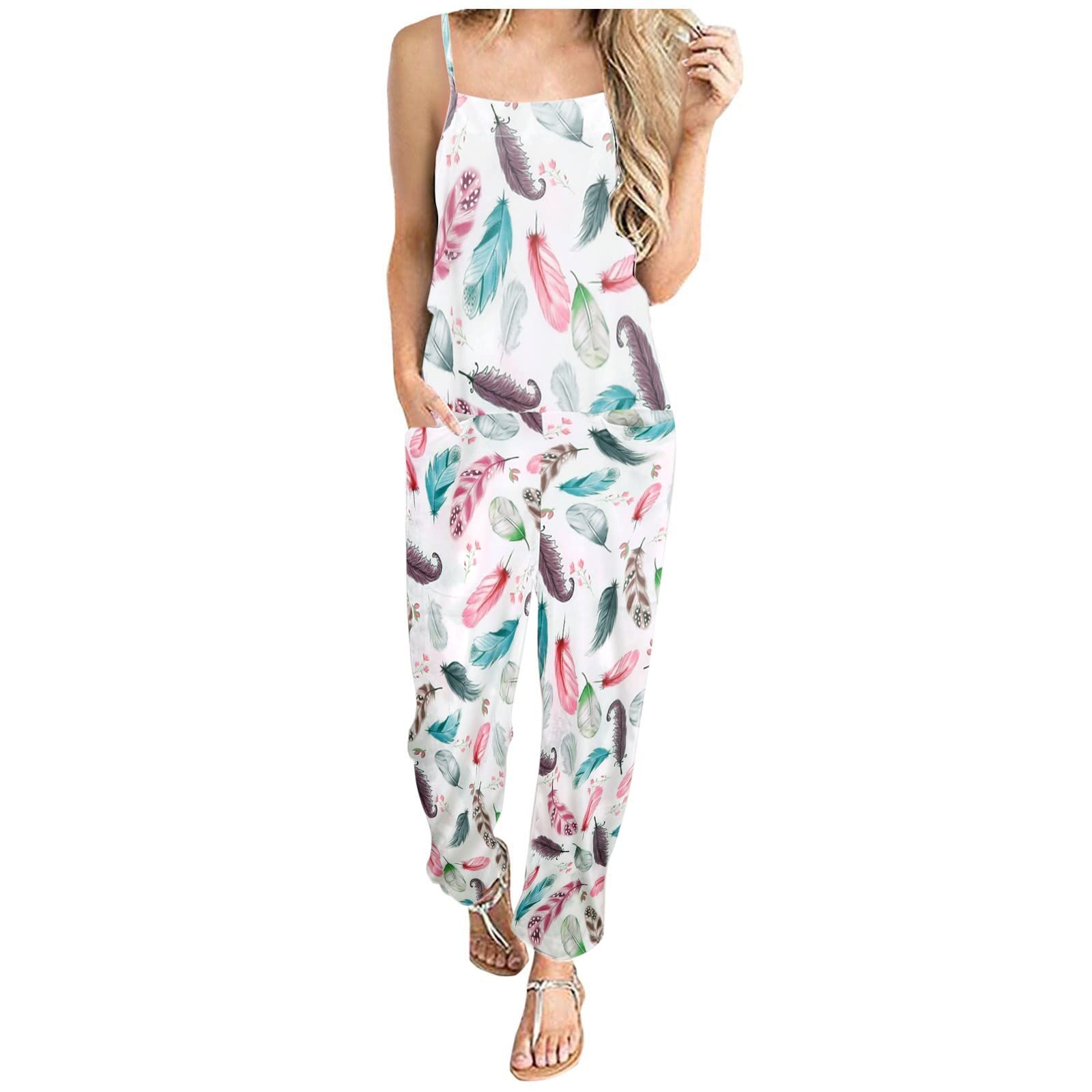 Women's Wide Leg Jumpsuit - Sleeveless Suspender Overalls with Pockets | Loose Baggy Romper | Button Palazzo Pants | Perfect for Casual Outings, Summer Vacations & Street Style Fashion