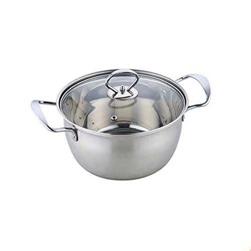 Stainless Steel Soup Stock Pot 1.5L-4L with Double Bottom, Non-Magnetic Multi-Purpose Cookware for Cooking, Boiling & Hotpot - 20cm (Perfect for Home Kitchen, Restaurant & Camping Use)