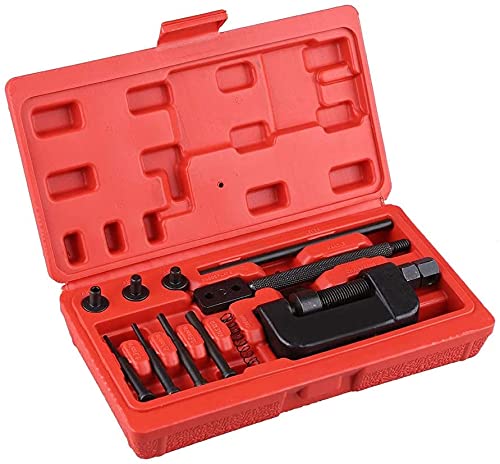 13Pcs Universal Chain Breaker Kit with Rivet Tool, Splitter, Link Cutter & Carrying Case - Professional Bike, Motorcycle, ATV & Dirt-Bike Chain Repair Tool Set for Maintenance & Trailside Fixes