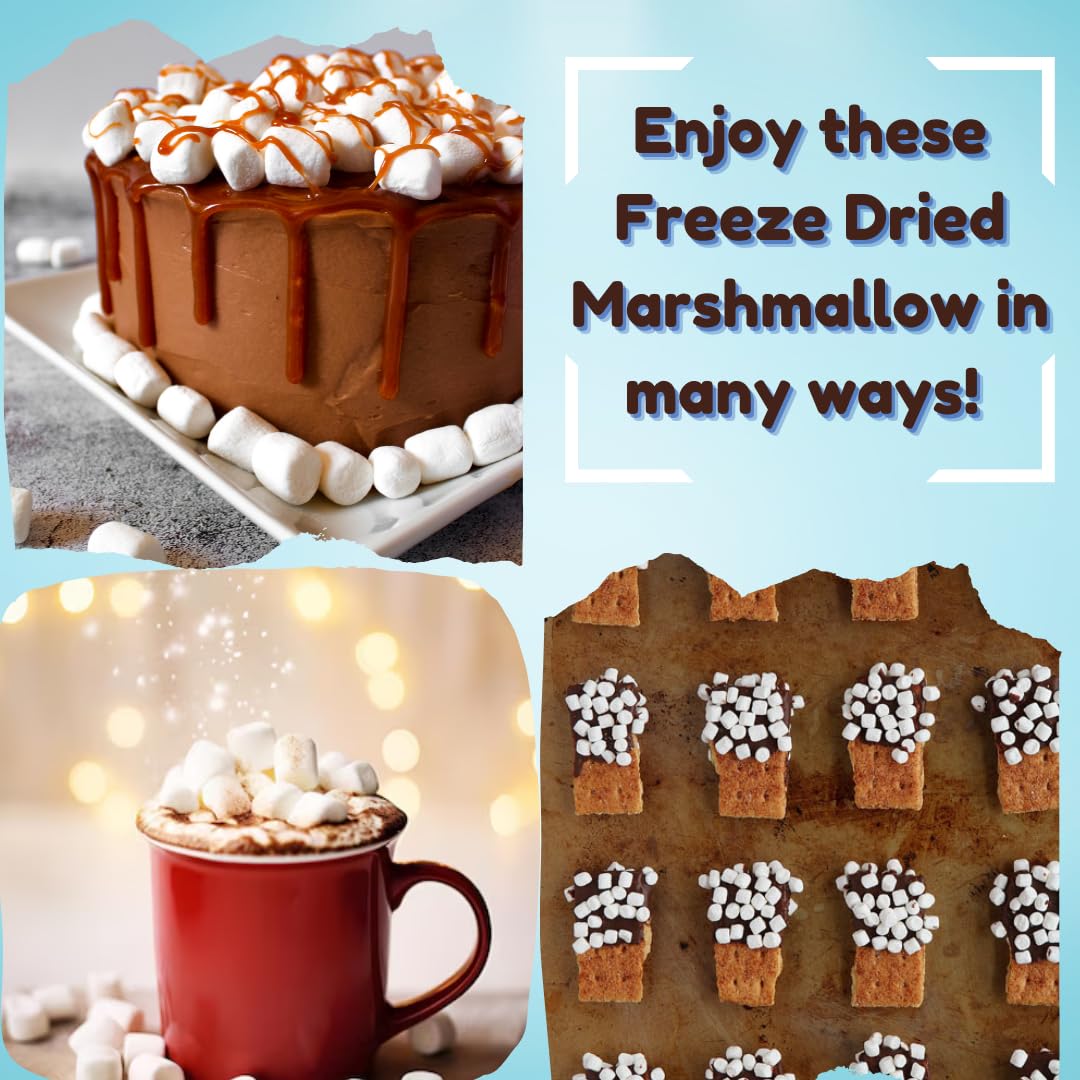 G-BOX Freeze Dried Marshmallows - Mini Fat-Free Snacks for Adults & Kids | TikTok Viral Candy | Perfect for Halloween & Christmas Treats | CrispyMallows Large Size | Great for Baking, Hot Cocoa & Party Favors