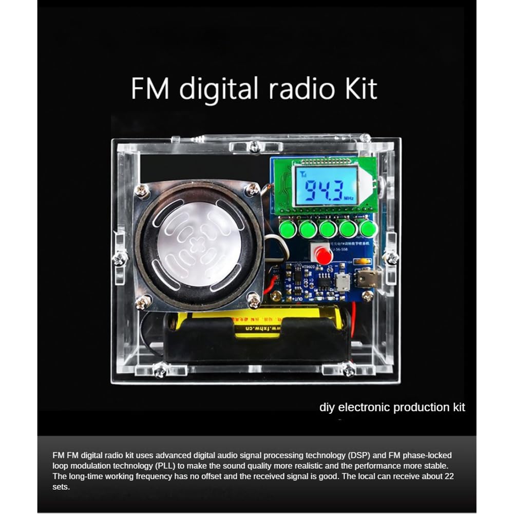DIY FM Radio Receiver Electronic Welding Kit with LCD Display - Soldering Practice & Self Assembly Project for Beginners (Ideal for STEM Education, Hobbyists & Electronics Enthusiasts)