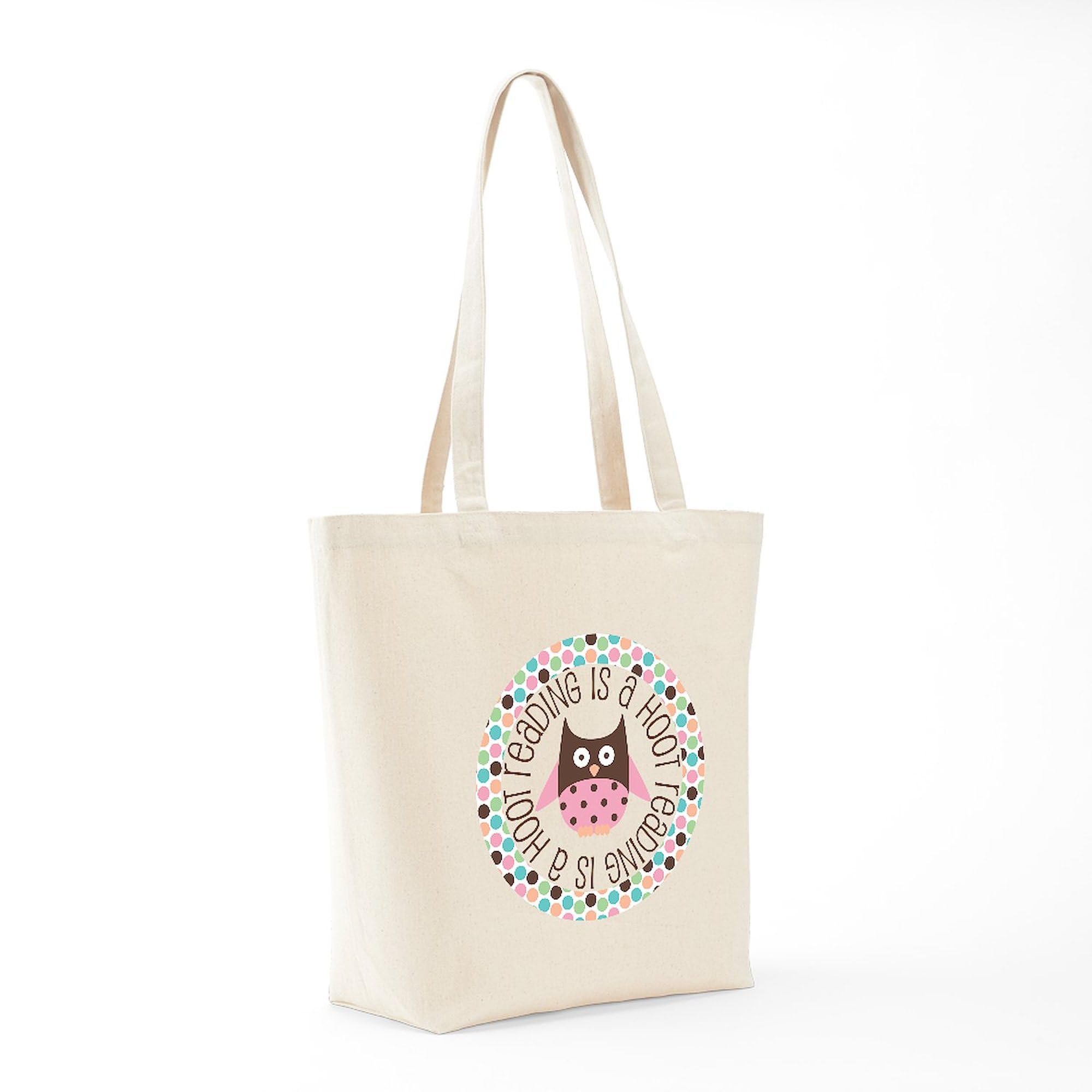 Reading Is A Hoot Tote Bag - Natural Canvas Reusable Shopping Bag for Book Lovers & Eco-Friendly Grocery Trips | Perfect for Library Visits, Beach Reads & Farmers Market Hauls
