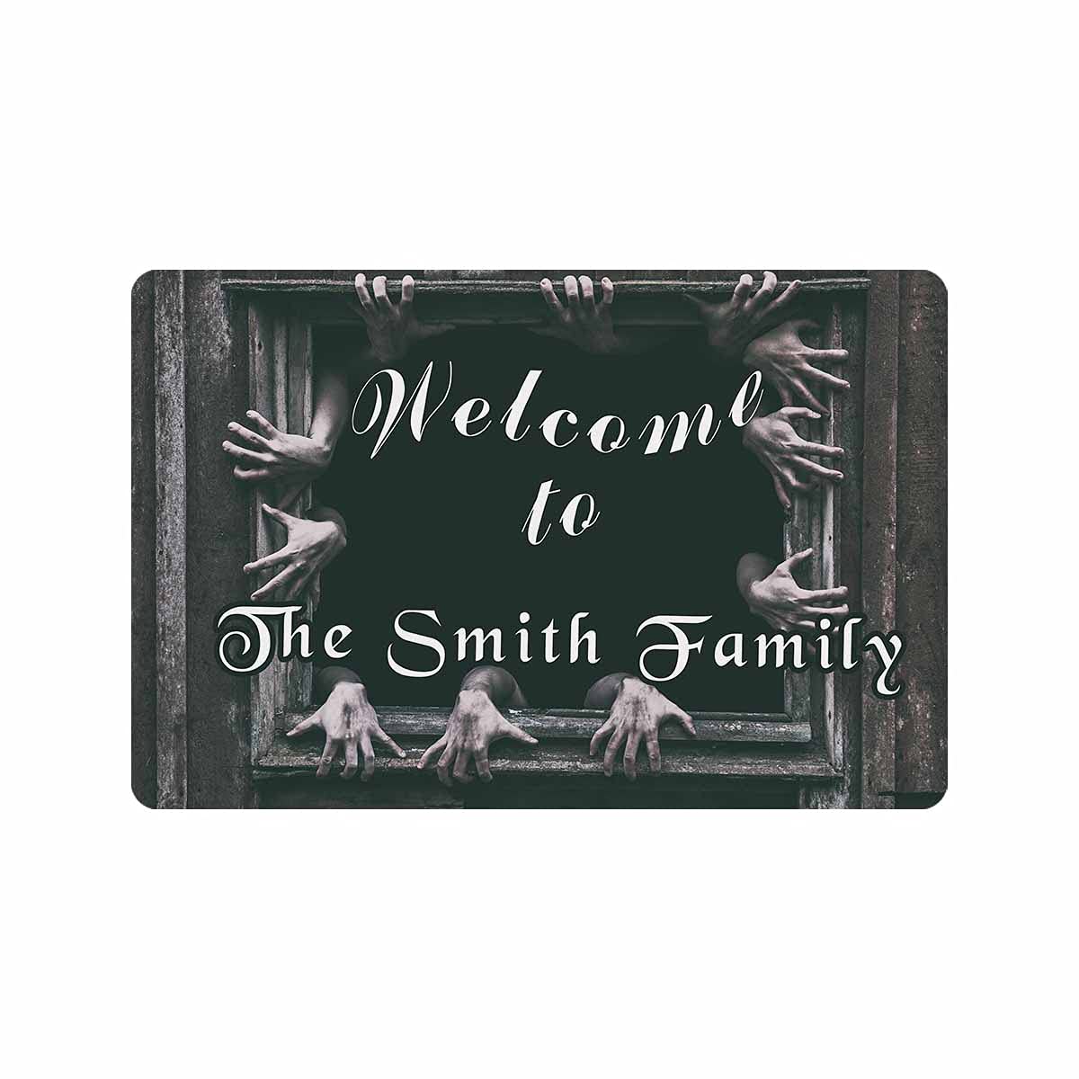 Personalized Halloween Doormat - Custom Family Name Welcome Rug for Outdoor Entrance, Non-Slip Floor Mat for Home Decor | Perfect for Halloween Decorations, Front Door Welcome Mat, and Seasonal Home Gift