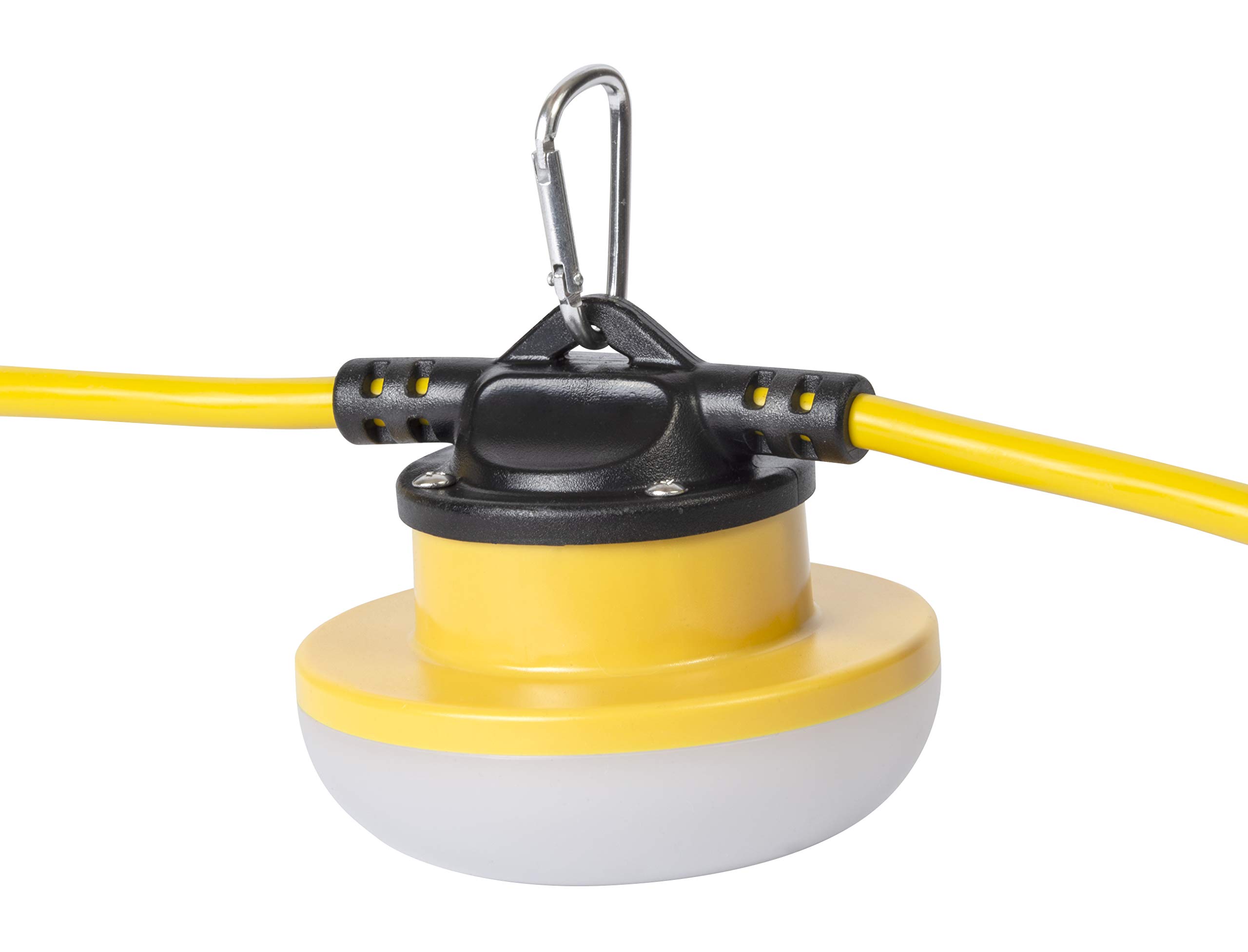 100ft LED Temporary Light String with Integrated LED Bulbs - 18/2AWG 15A Male/Female Plugs - 16,000 Lumens Yellow Construction String Lights - Perfect for Job Sites, Warehouses, and Outdoor Events