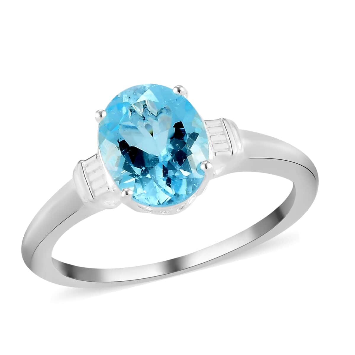 Sky Blue Topaz Solitaire Engagement Ring for Women - November Birthstone Jewelry in 925 Sterling Silver - Perfect Birthday Gift & Anniversary Present for Her