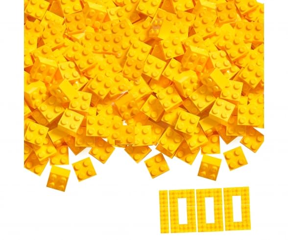 Simba 104114116 Blox 4-Stud Yellow Building Blocks Set - 1000 Pieces for Creative Construction | STEM Toys for Kids, DIY Building Projects & Educational Play