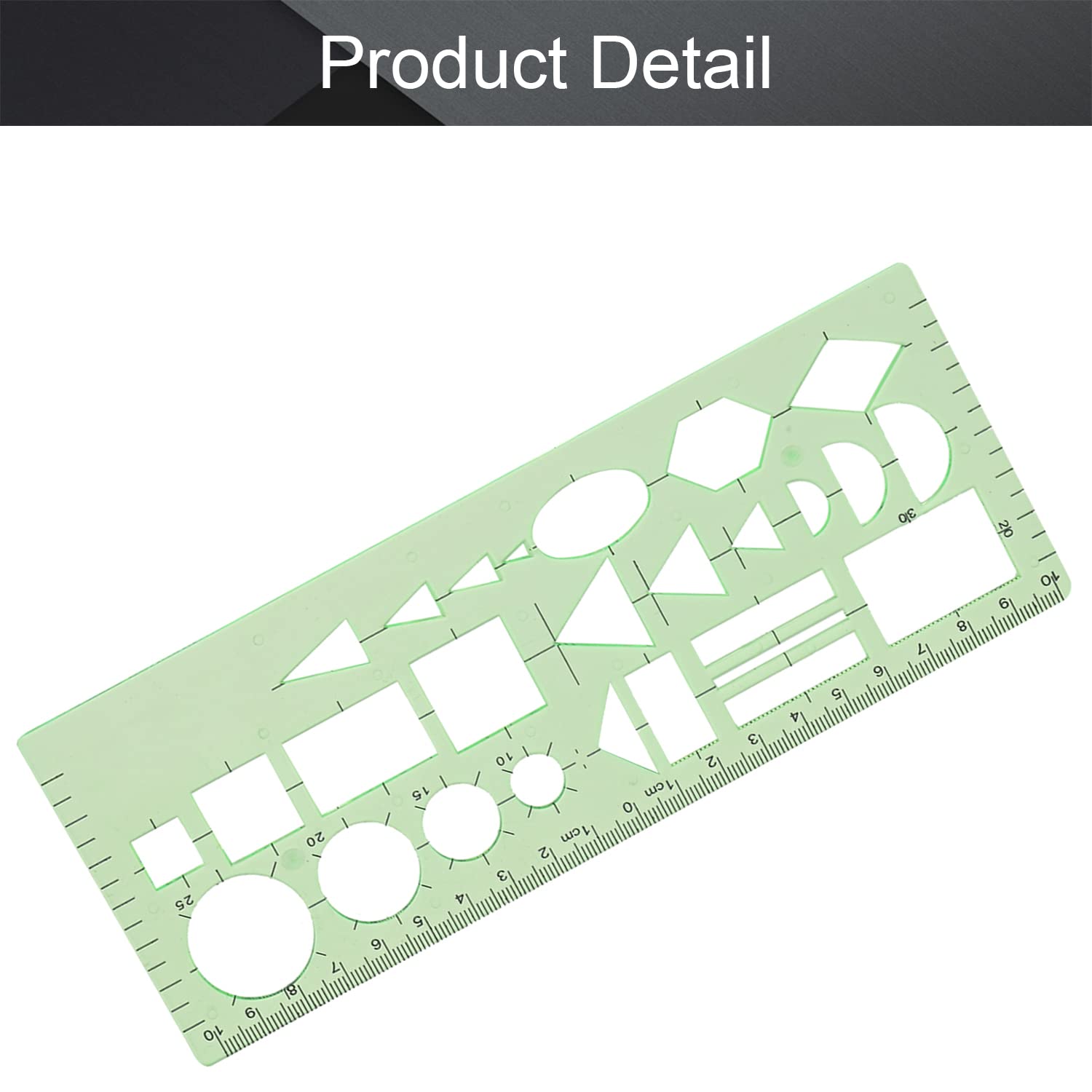 Utoolmart Clear Green Plastic Measuring Templates - Geometric Drawing Rulers for Office, School & Construction (1-Piece) | Perfect for Architects, Engineers & Students