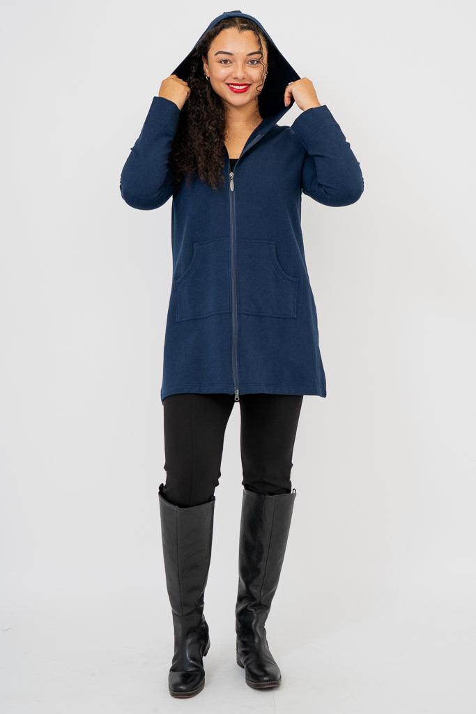 Premium Cortes Jacket - Soft Indigo Bamboo Fleece for Men & Women | Cozy Outdoor & Casual Wear for Hiking, Travel & Everyday Comfort