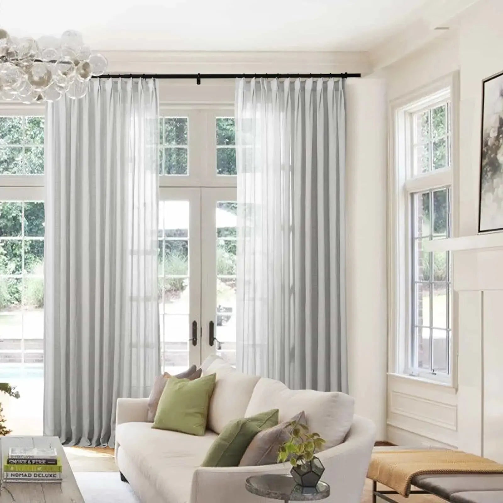 Flynn Airy Lightweight Sheer Curtain Pleated - Elegant Window Treatment for Living Room & Bedroom Decor