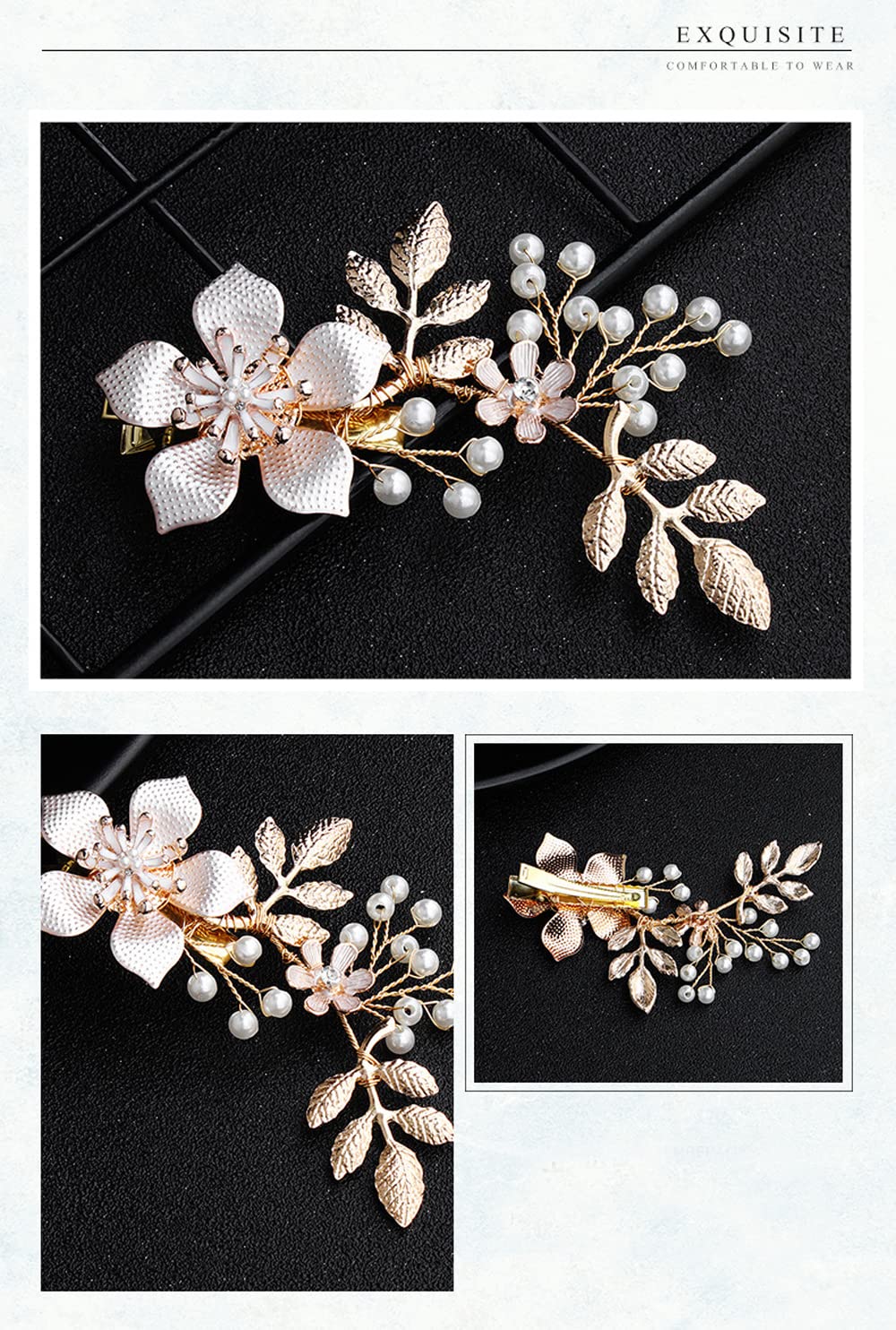 BSLVWG Rhinestone Bridal Hair Clip - Silver Flower Hair Accessories for Bride & Bridesmaid | Handmade Wedding Hair Pins & Headpieces for Women & Girls | Perfect for Weddings, Prom, Parties & Special Occasions