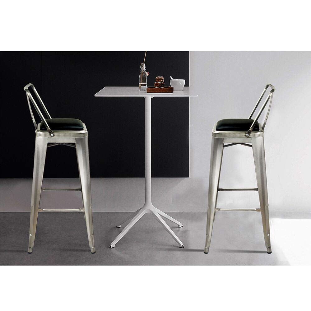 GIA 30-Inch Bar Height Metal Stool with Black Vegan Leather Seat - Gunmetal Finish - Modern Kitchen Island & Counter Height Stool for Home, Bar, Restaurant & Cafe Use