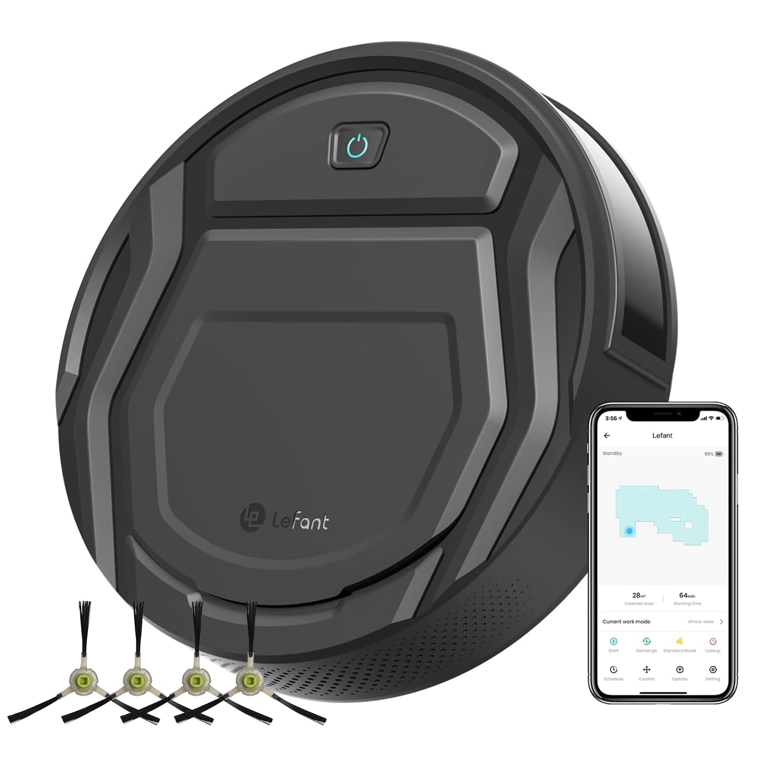 Lefant Robot Vacuum Cleaner 2200Pa Strong Suction, 120 Min Runtime, WiFi/Alexa/APP Control, Self-Charging, Slim Design for Hard Floors & Pet Hair - Perfect for Smart Home Cleaning & Daily Maintenance