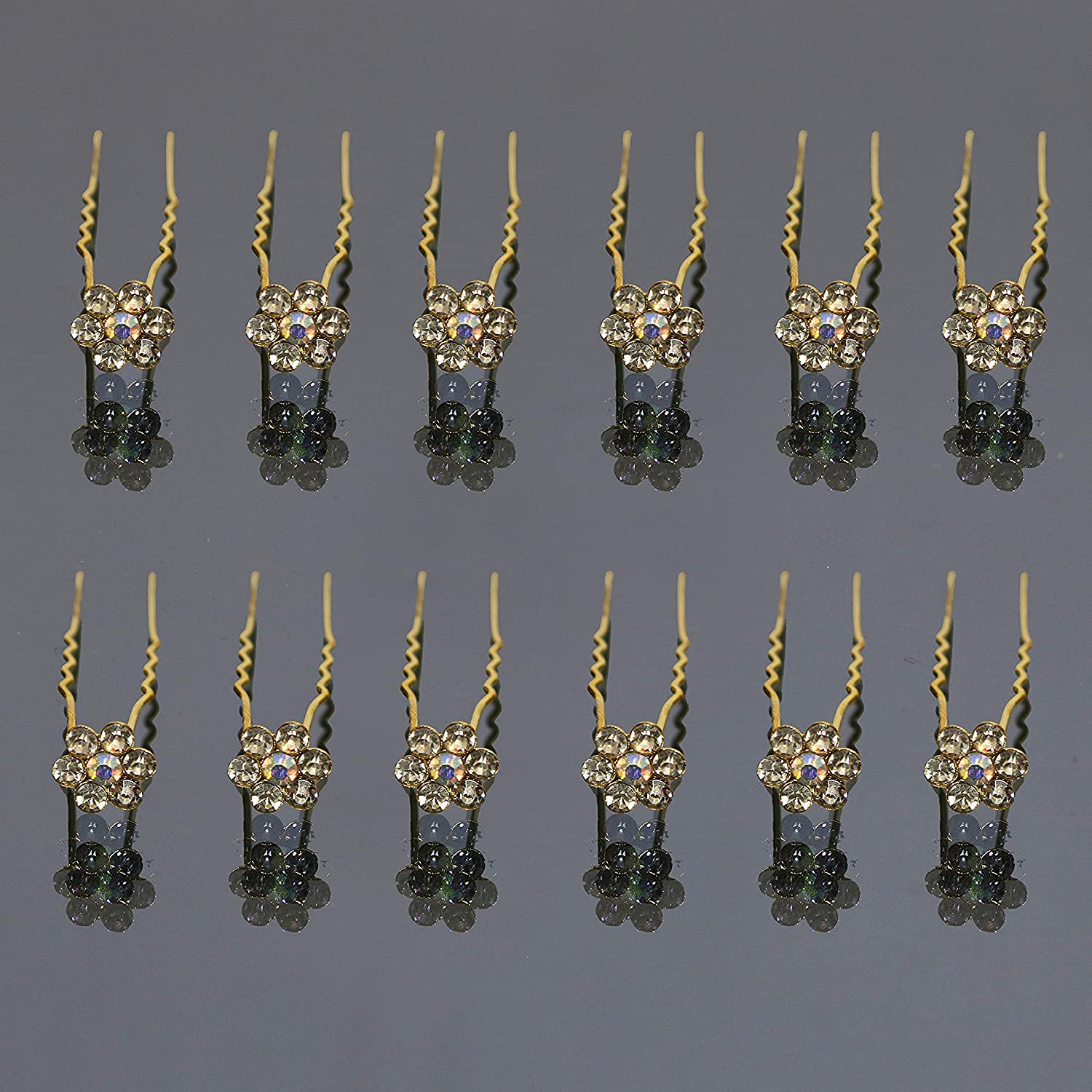 Elegant Rhinestone Hair Bun Pins for Women - 12-Piece Set of Stylish Crystal Hair Clips | Perfect for Parties, Weddings, and Everyday Hairstyling